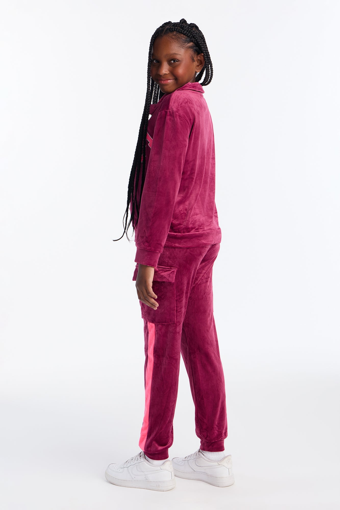 Mini Leading With Love Jogger Pant Set - Burgundy