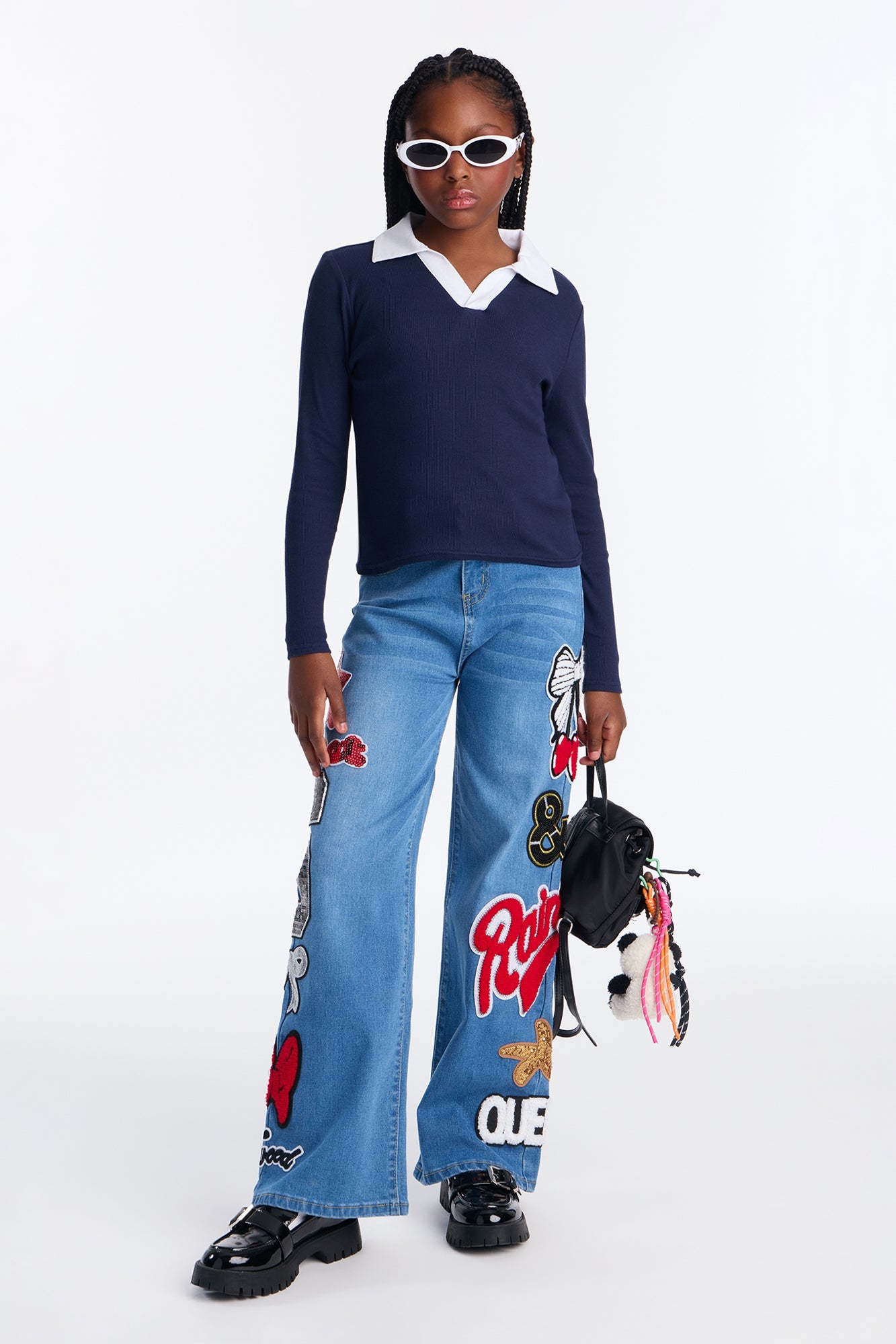 Mini Smart And Pretty Collared Shirt - Navy/combo