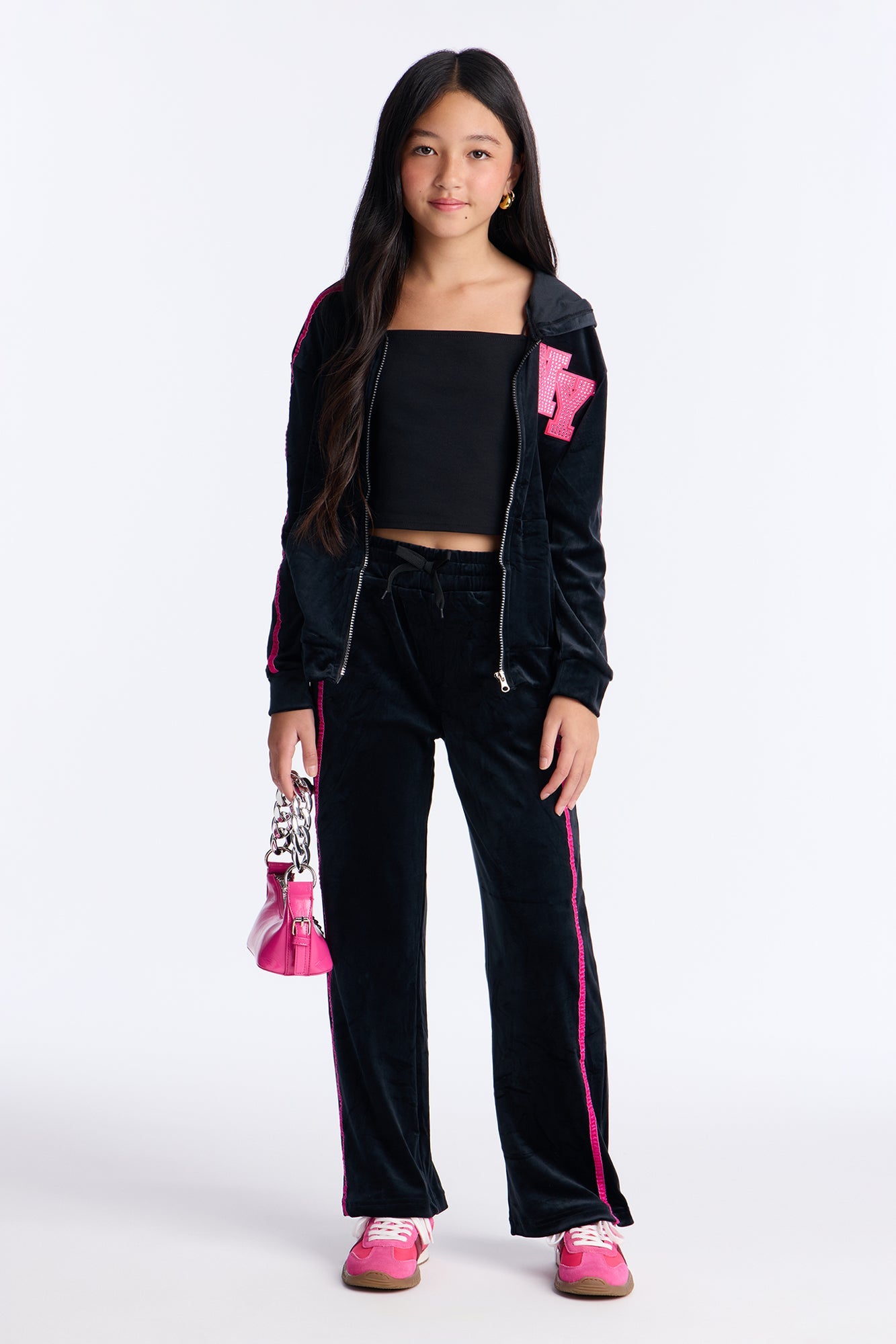 Mini Chillin In NY Wide Leg Pant Set - Black