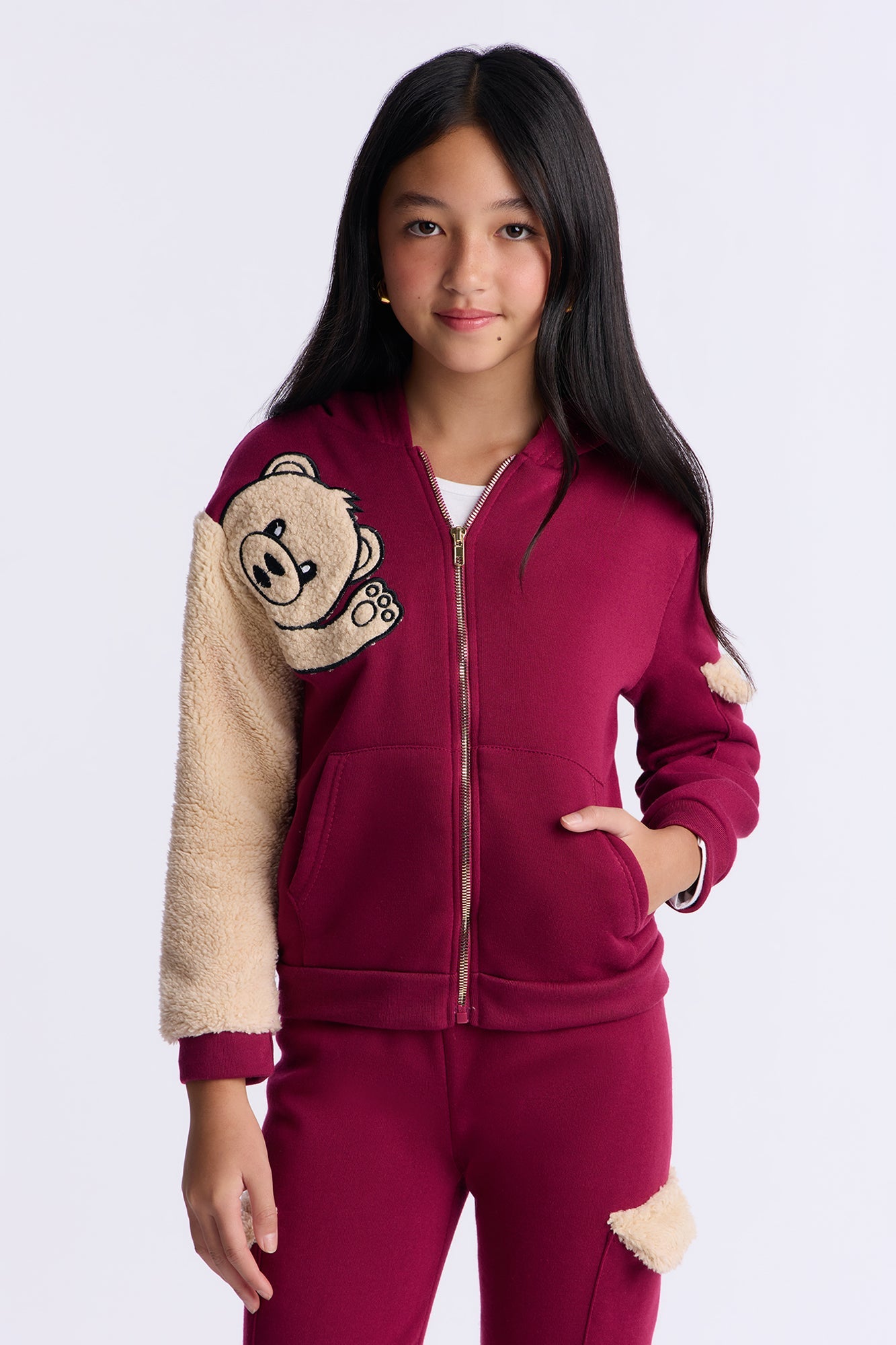 Mini Cuddly Cutie Cargo Jogger Pant Set - Burgundy