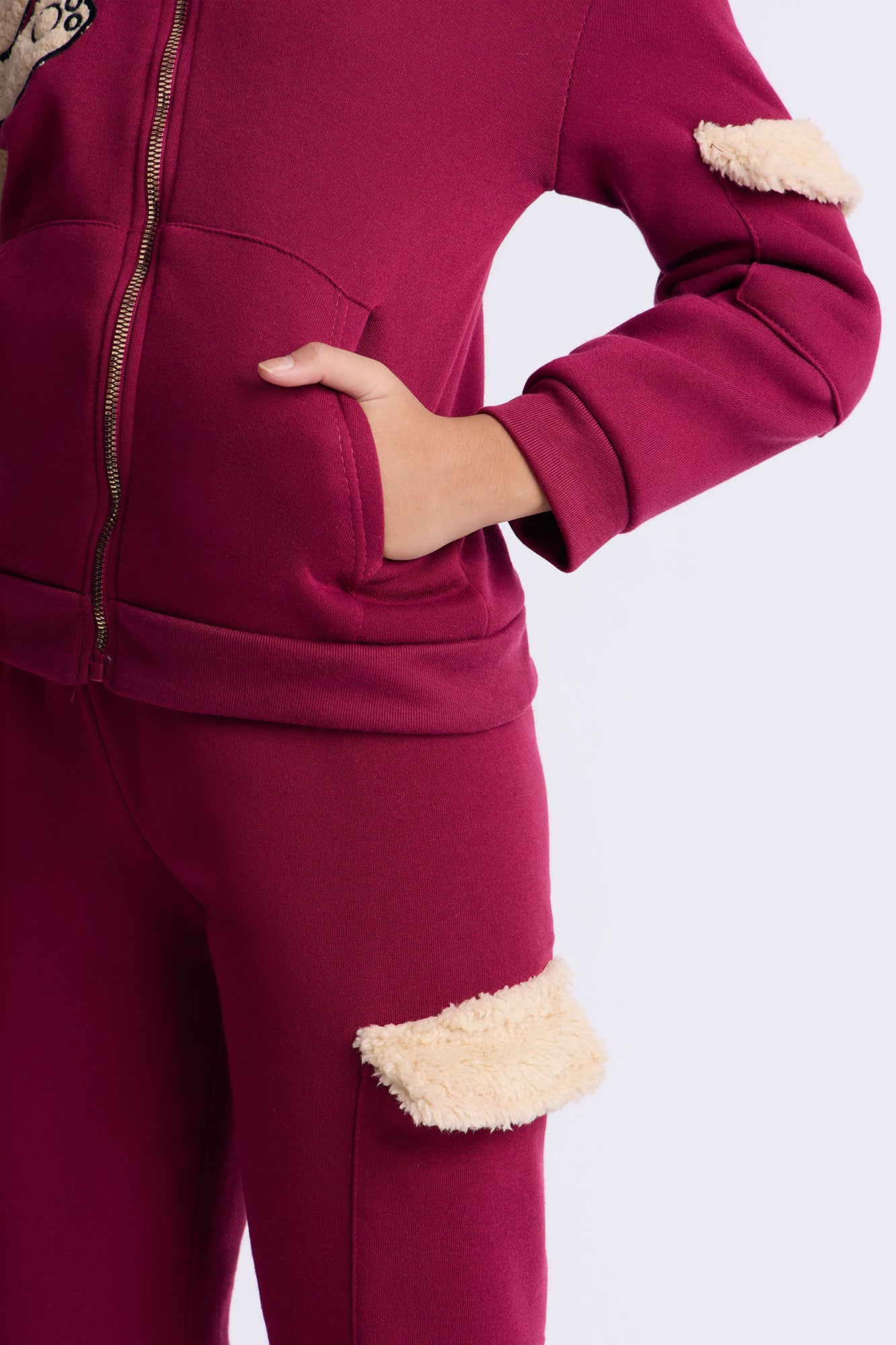 Mini Cuddly Cutie Cargo Jogger Pant Set - Burgundy