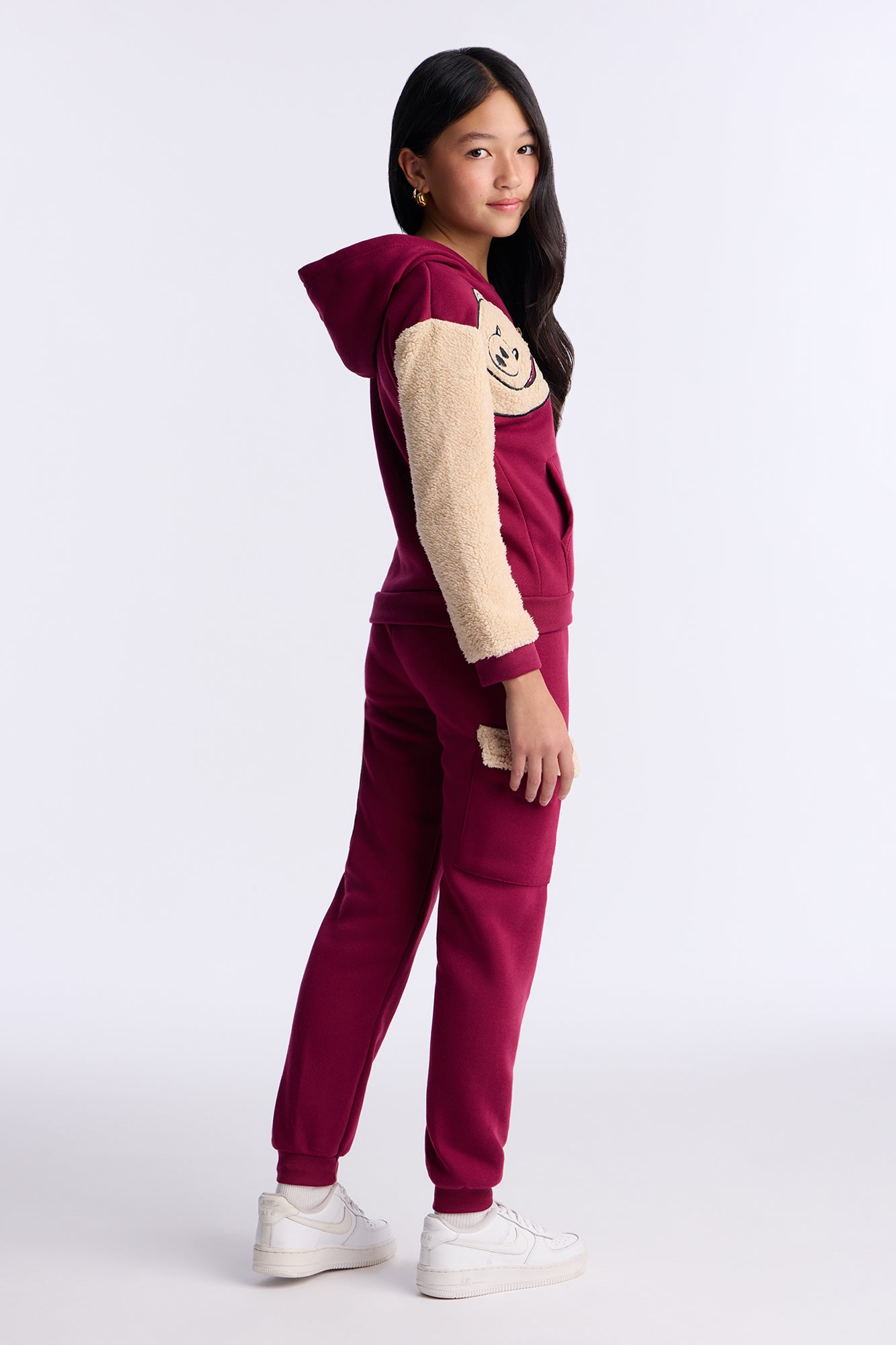 Mini Cuddly Cutie Cargo Jogger Pant Set - Burgundy