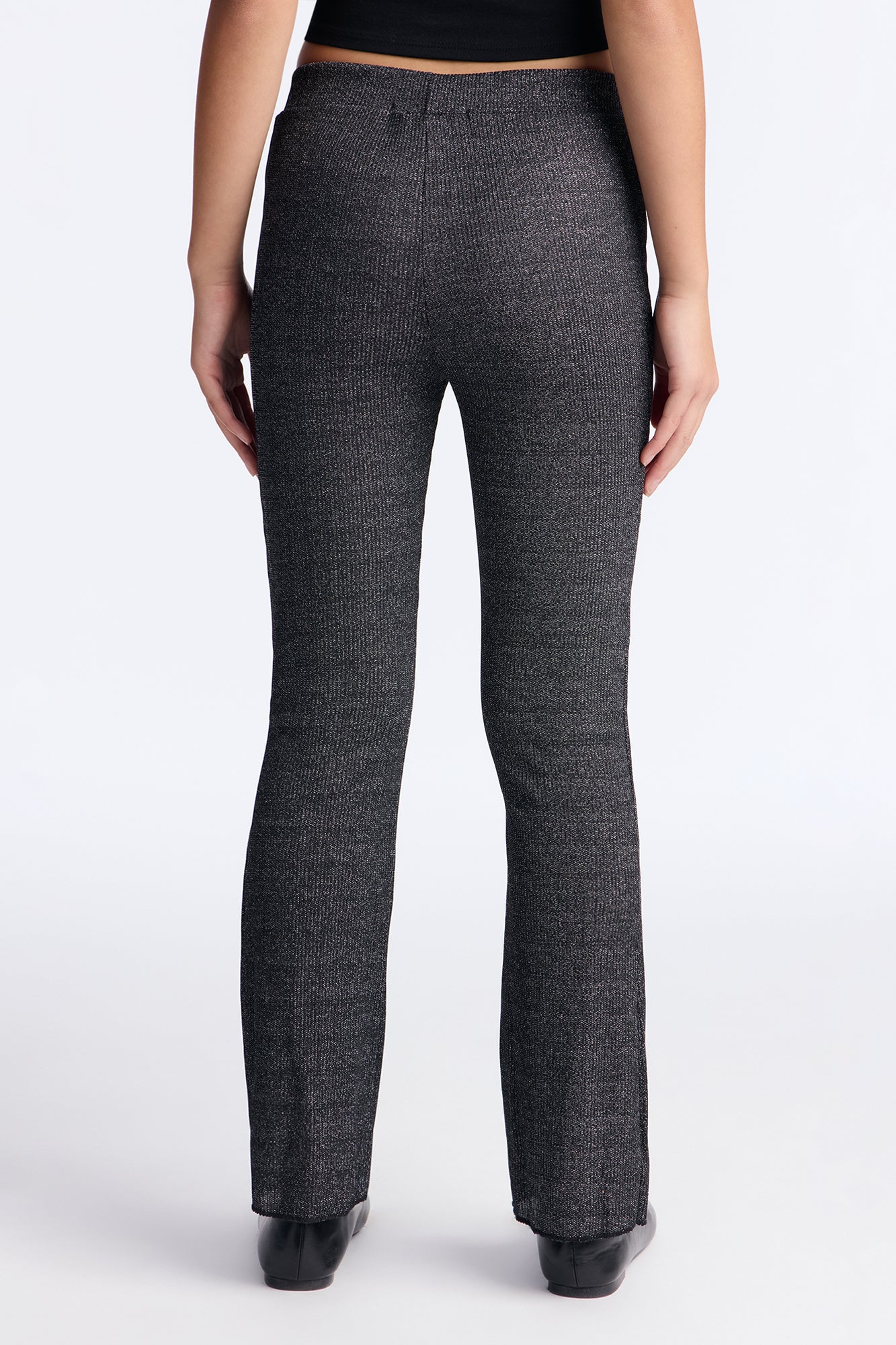 Mini Keep Shining Metallic Flare Leggings - Black