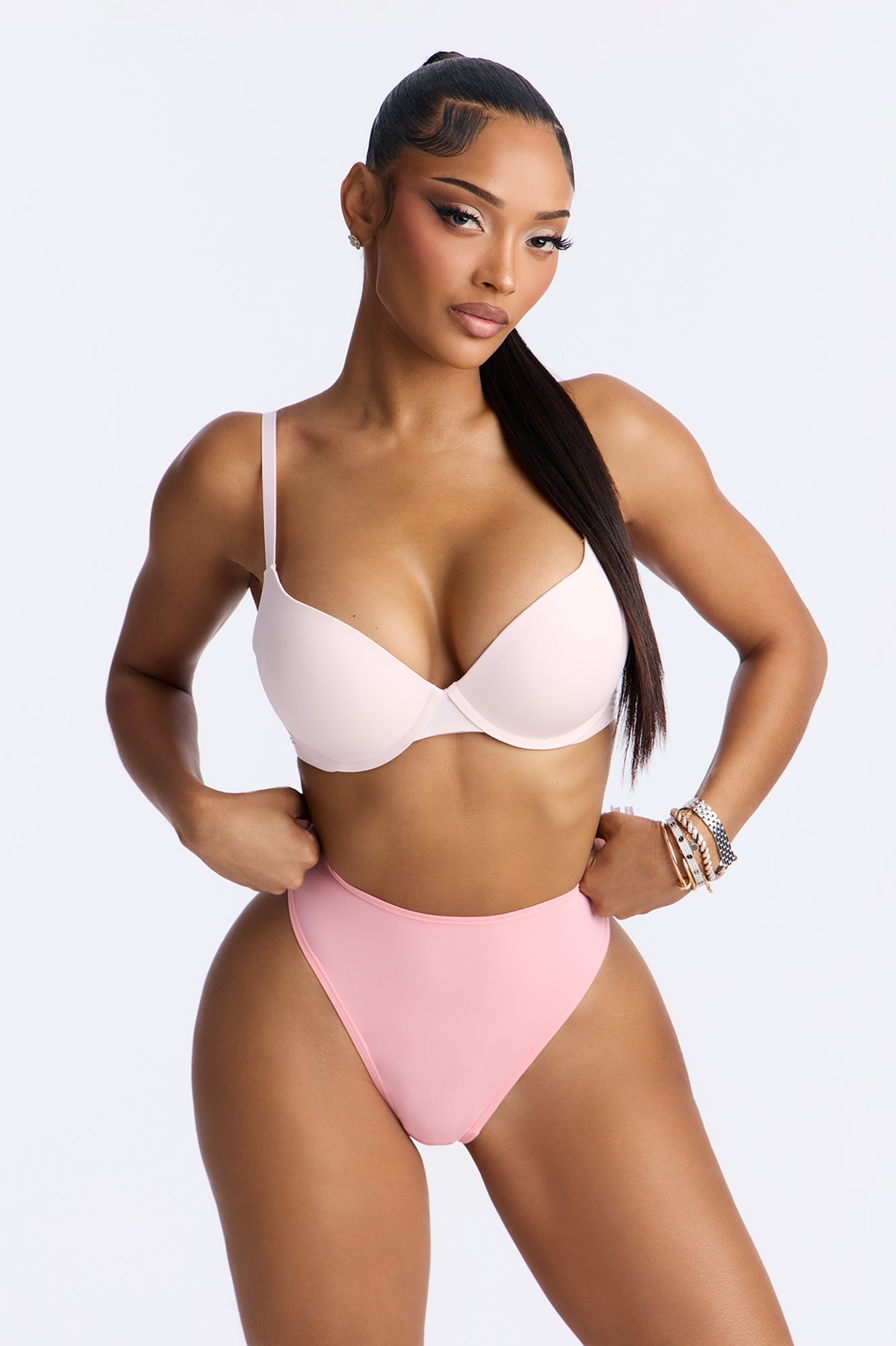 Nova Microfiber High Waist Thong Panty - Light Pink