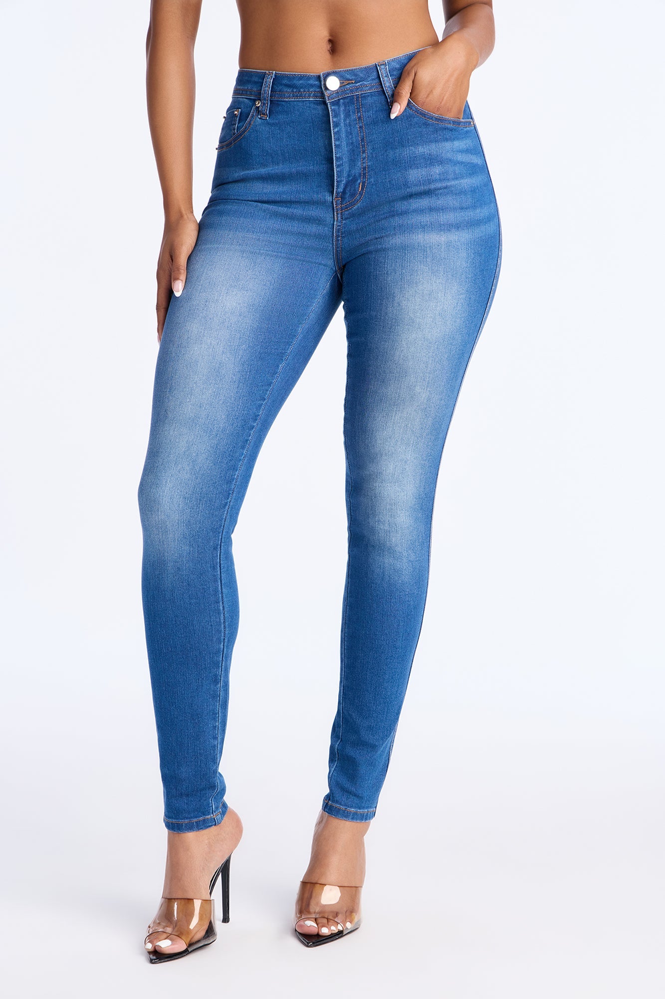So Peachy Stretch Skinny Jeans - Dark Wash