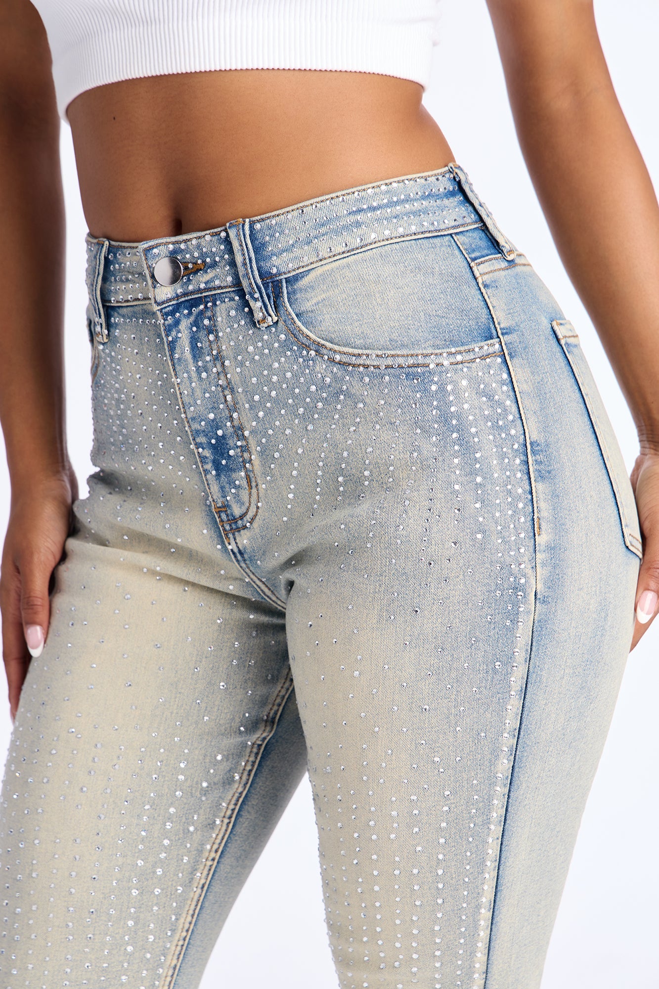 Chasing A Dream Embellished Skinny Jeans - Vintage Wash