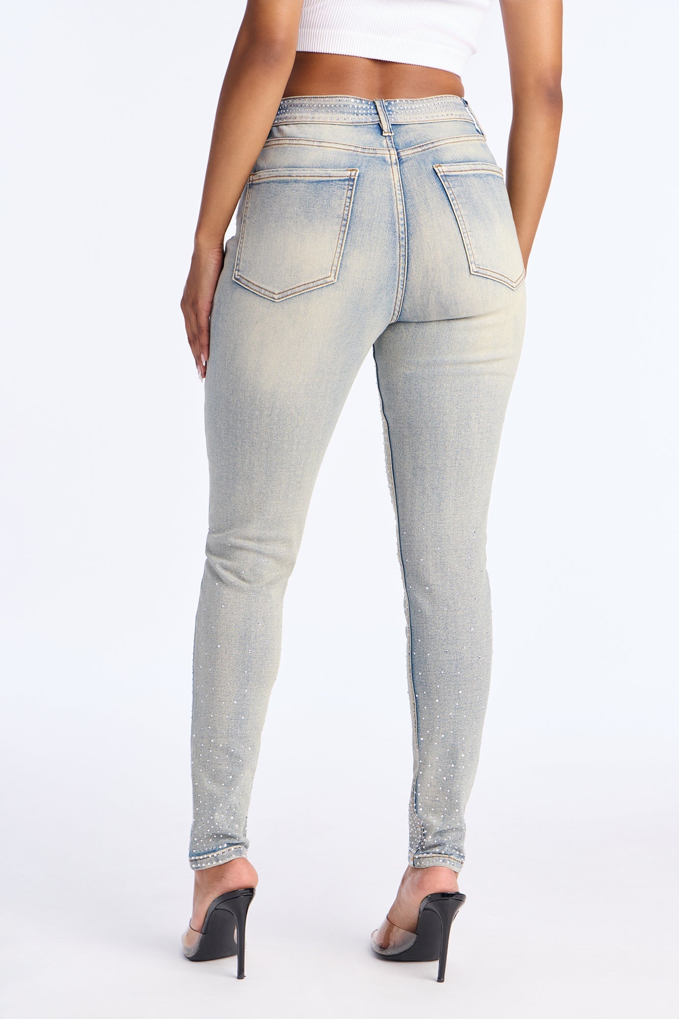 Chasing A Dream Embellished Skinny Jeans - Vintage Wash