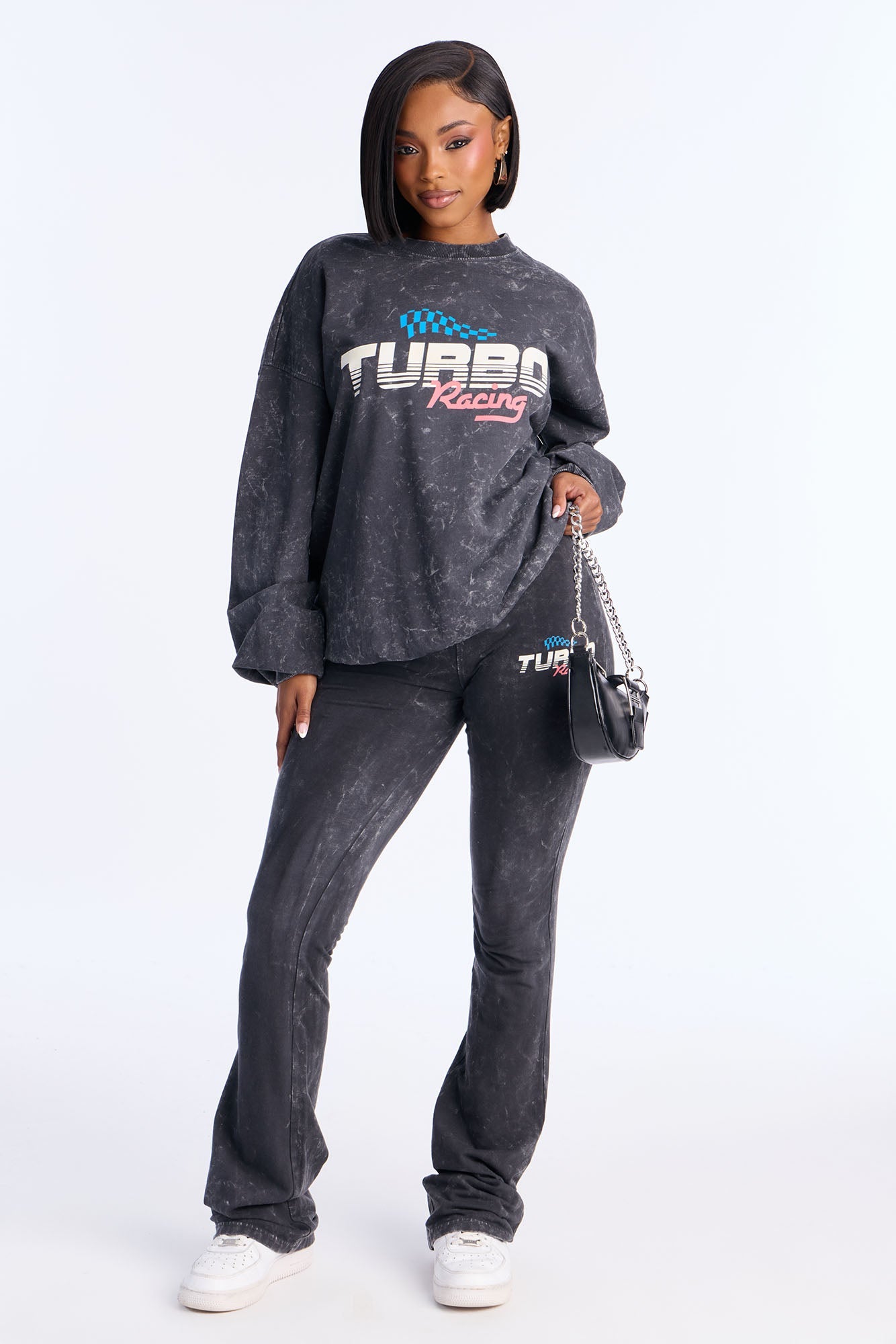 Turbo Racing Washed Flare Pant Set - Charcoal