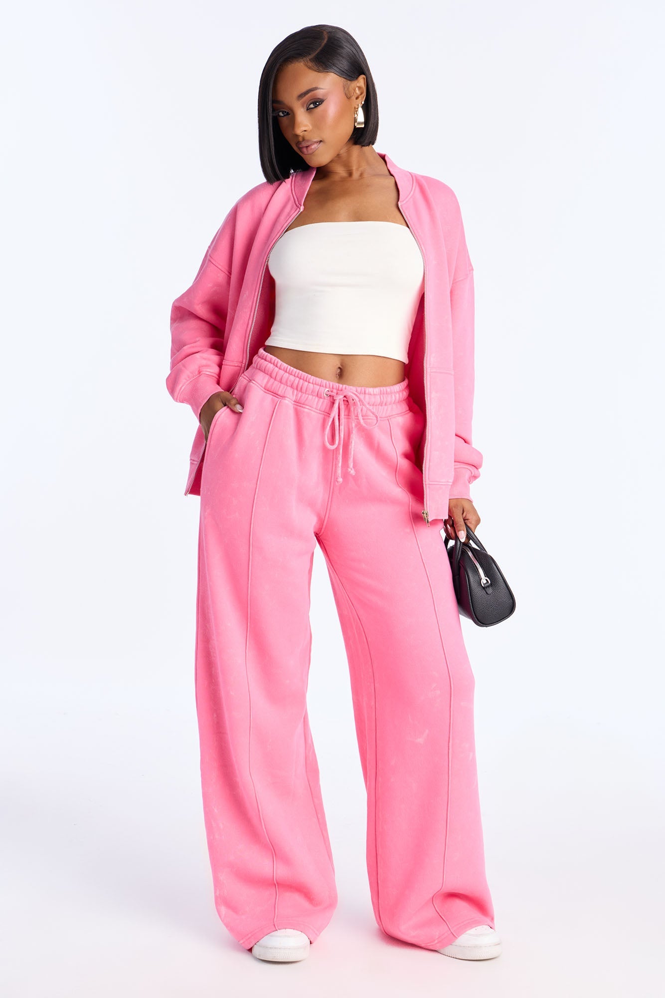 Ines Washed Fleece Lounge Jacket - Pink