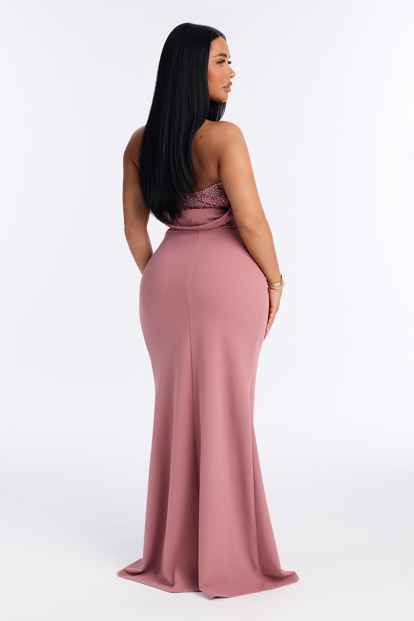 Romantic Heart Embellished Maxi Gown - Rose
