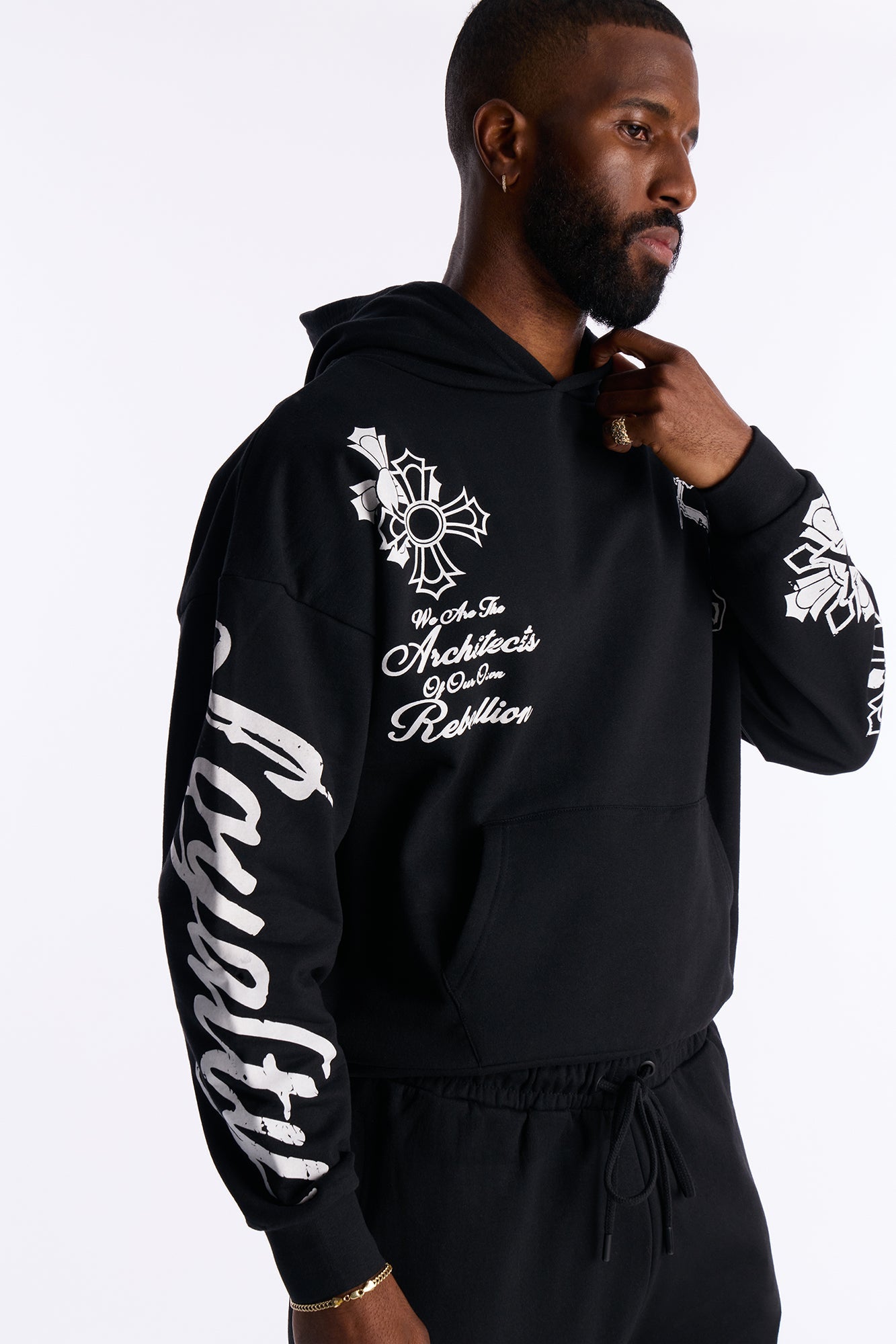 Loyalty Royalty Cross Oversized Hoodie - Black