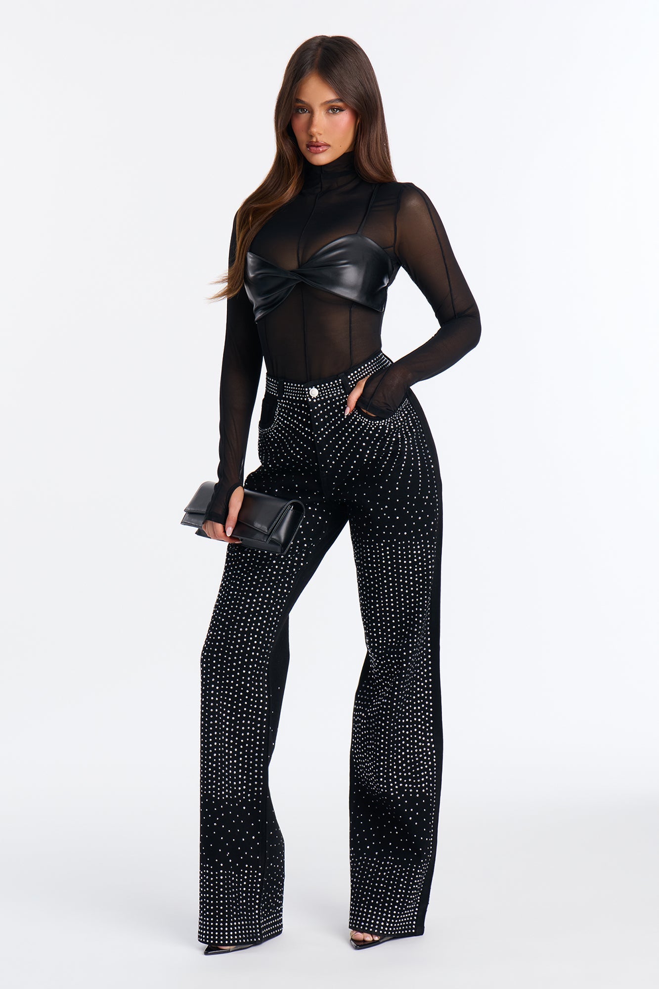 Tall Chasing A Dream Embellished Stretch Straight Leg Jeans - Black