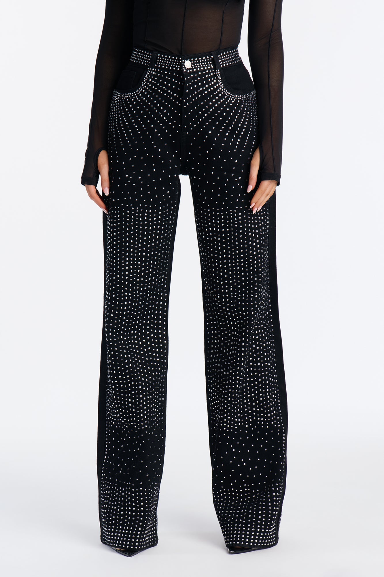 Tall Chasing A Dream Embellished Stretch Straight Leg Jeans - Black