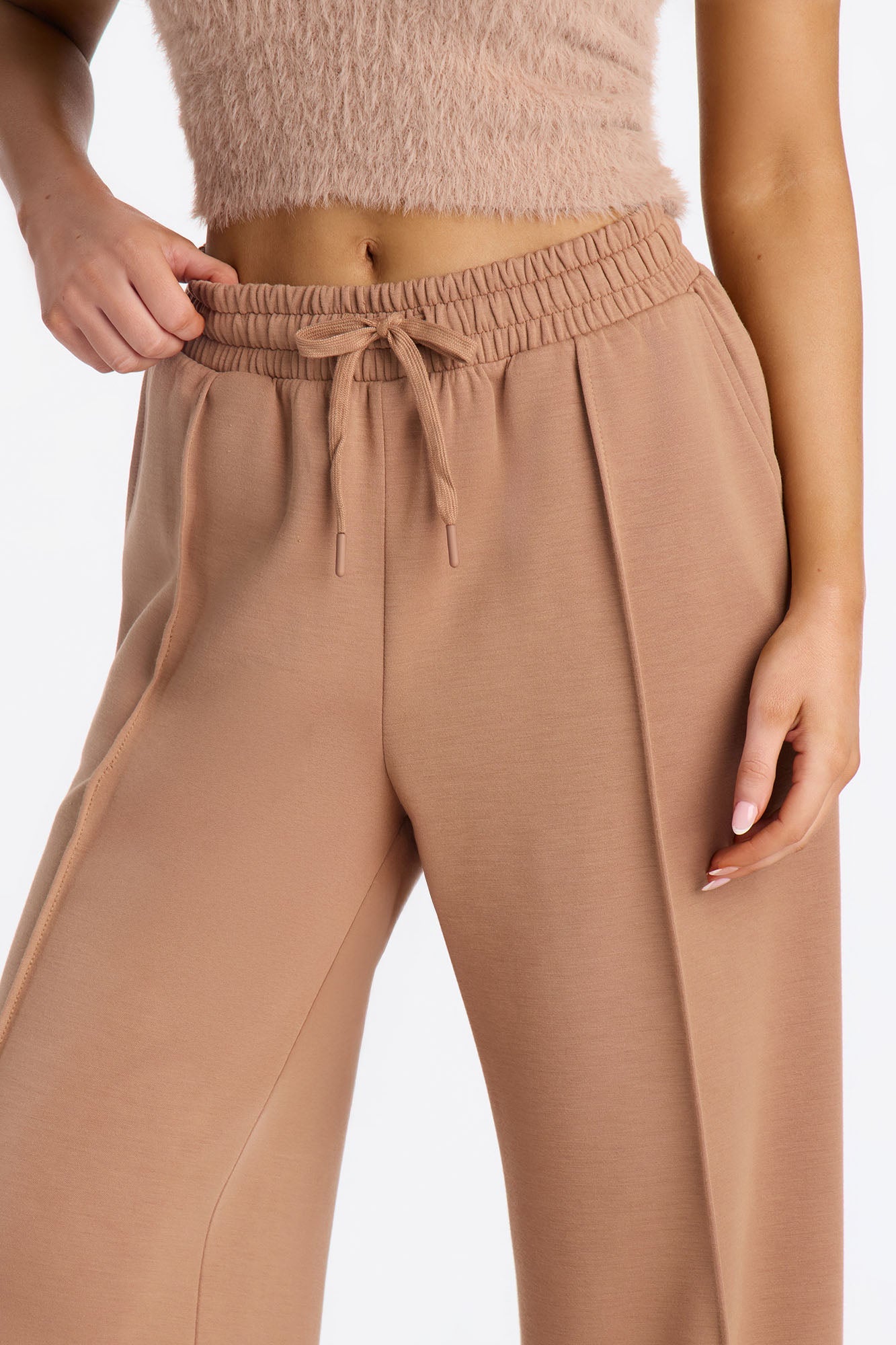 Soft Side Wide Leg Sweatpants - Mocha