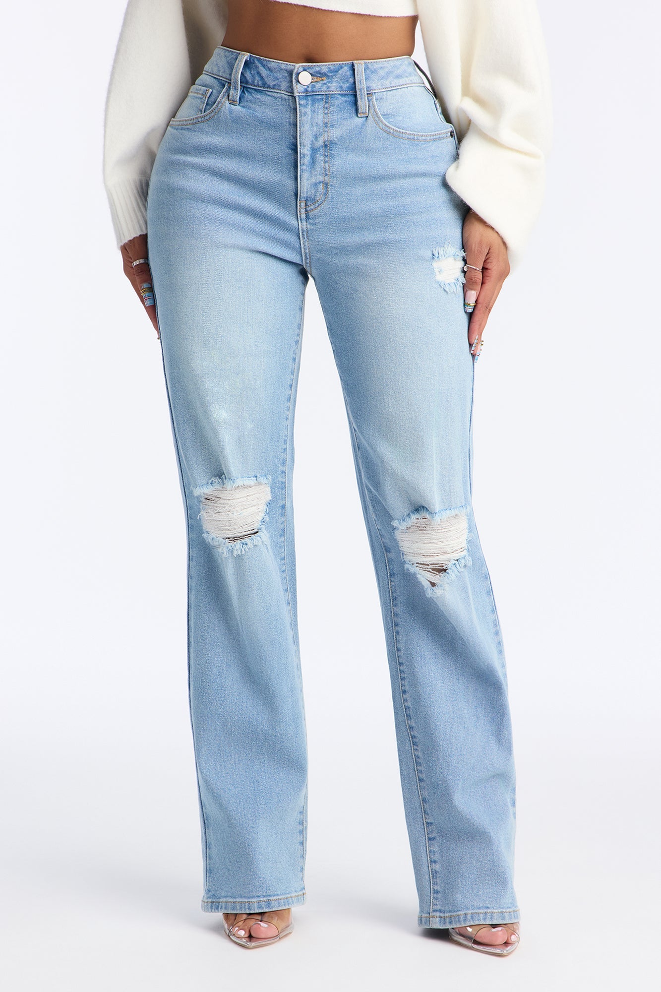 London Nights High Rise Straight Leg Jean - Medium Wash