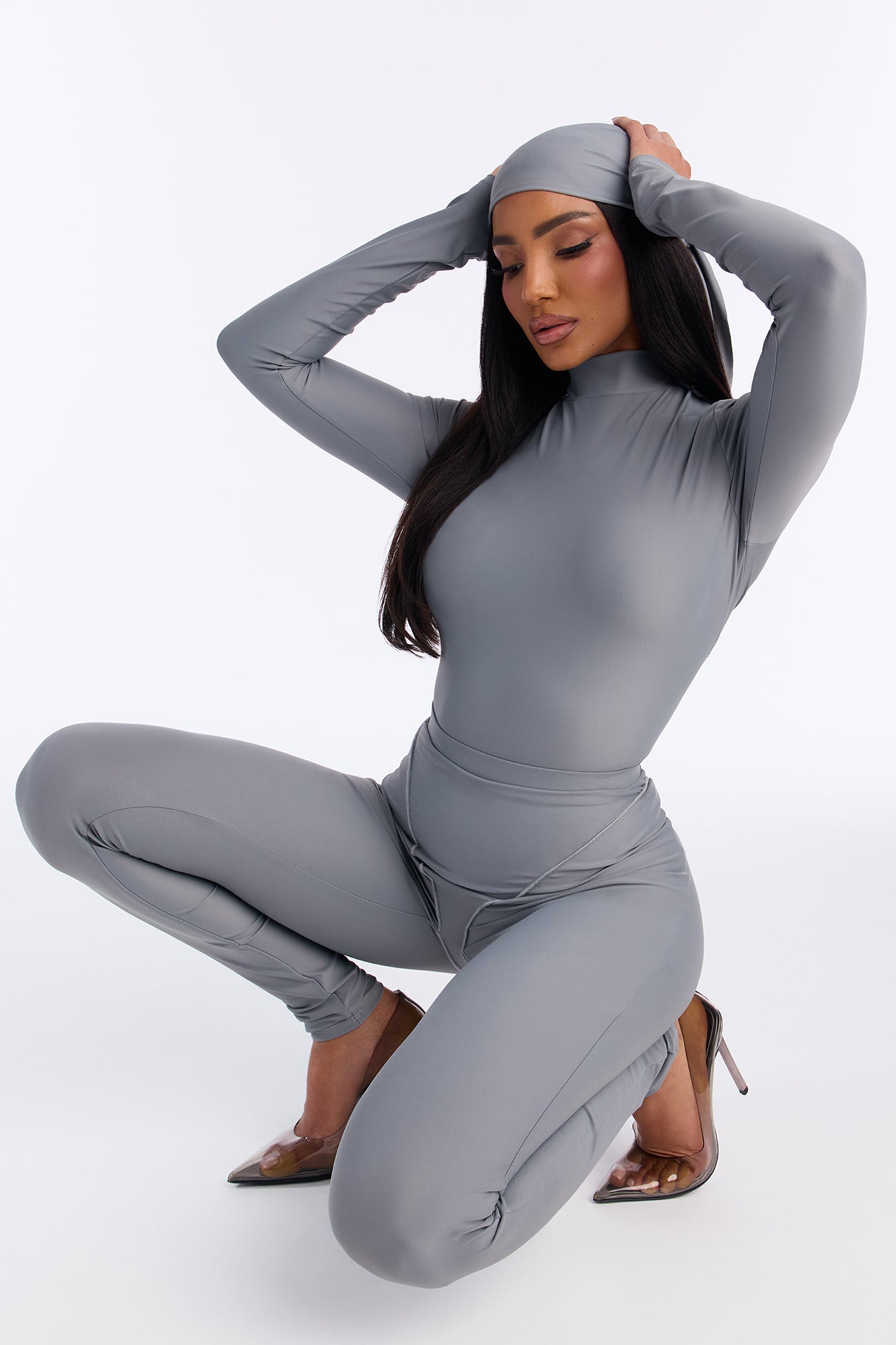 Isabelle 3 Piece Bodysuit Legging Set - Grey