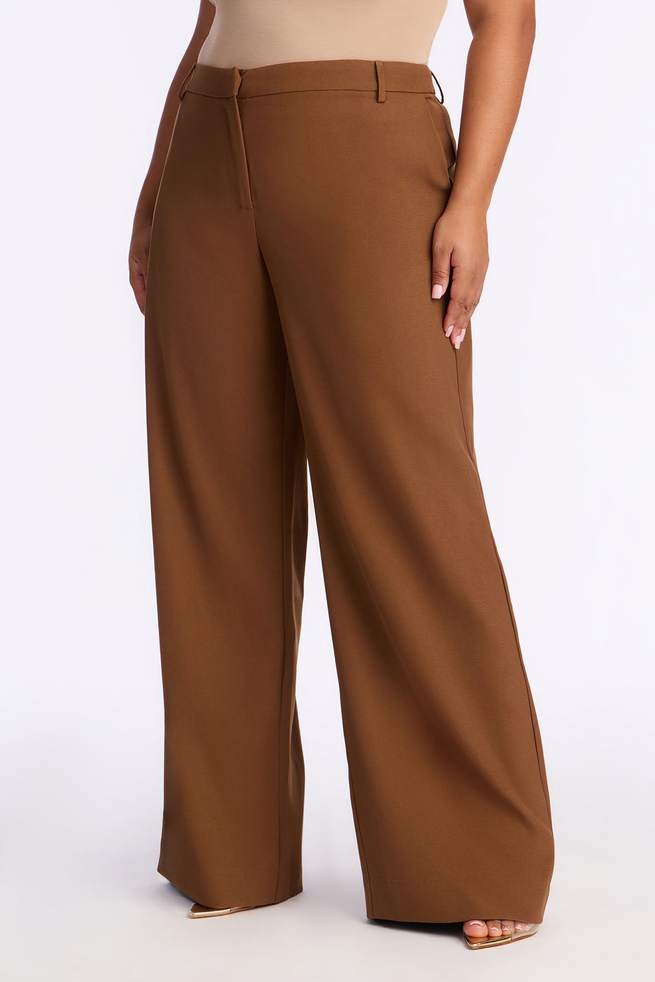 Hannah Crepe Low Rise Trousers 33 - Mocha