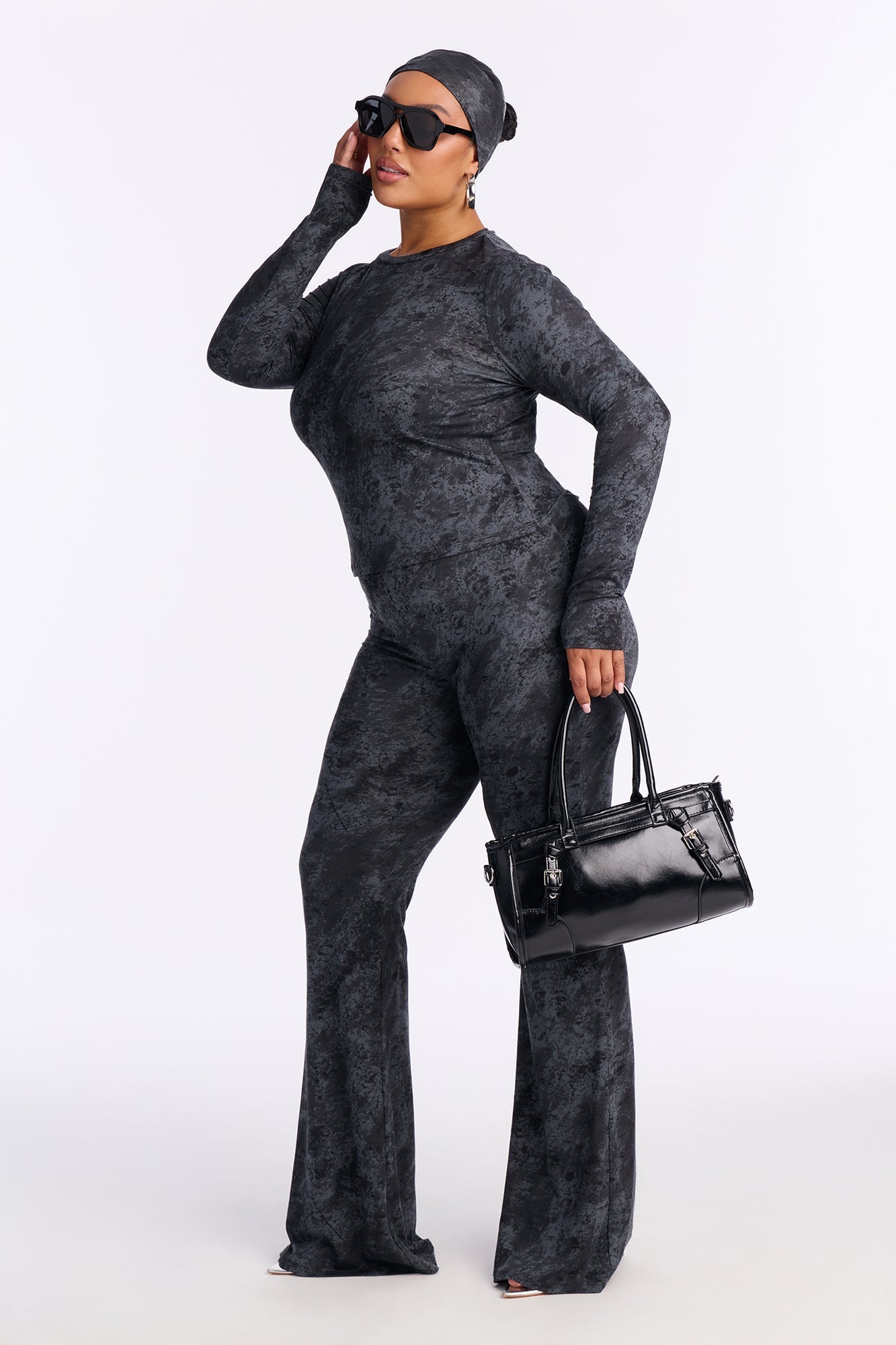 Penelope 3 Piece Flare Pant Set - Black