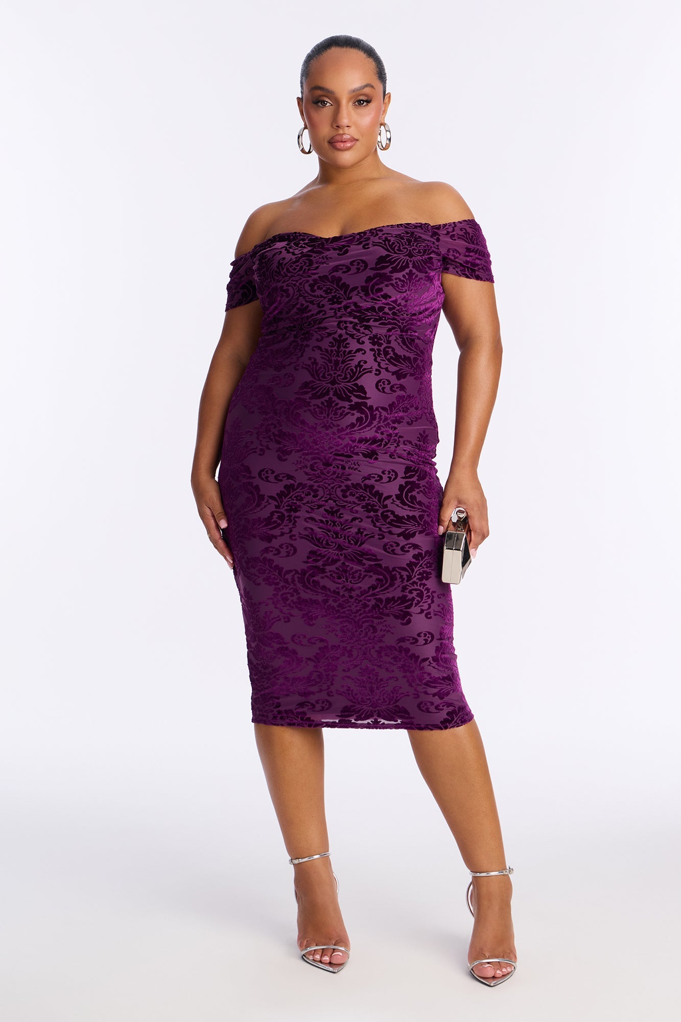 Marissa Velvet Midi Dress - Plum
