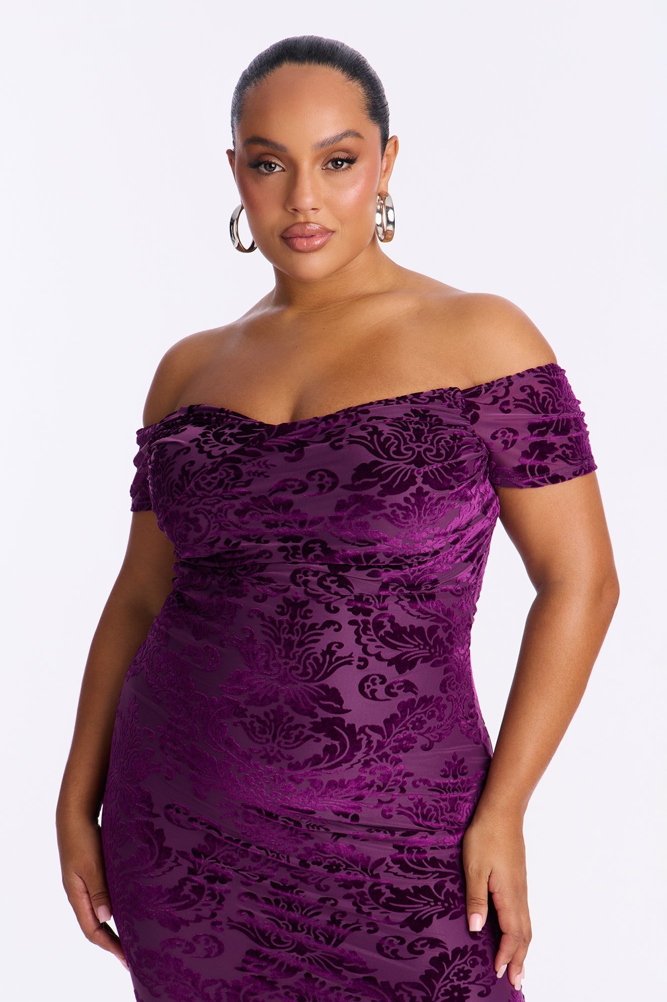 Marissa Velvet Midi Dress - Plum