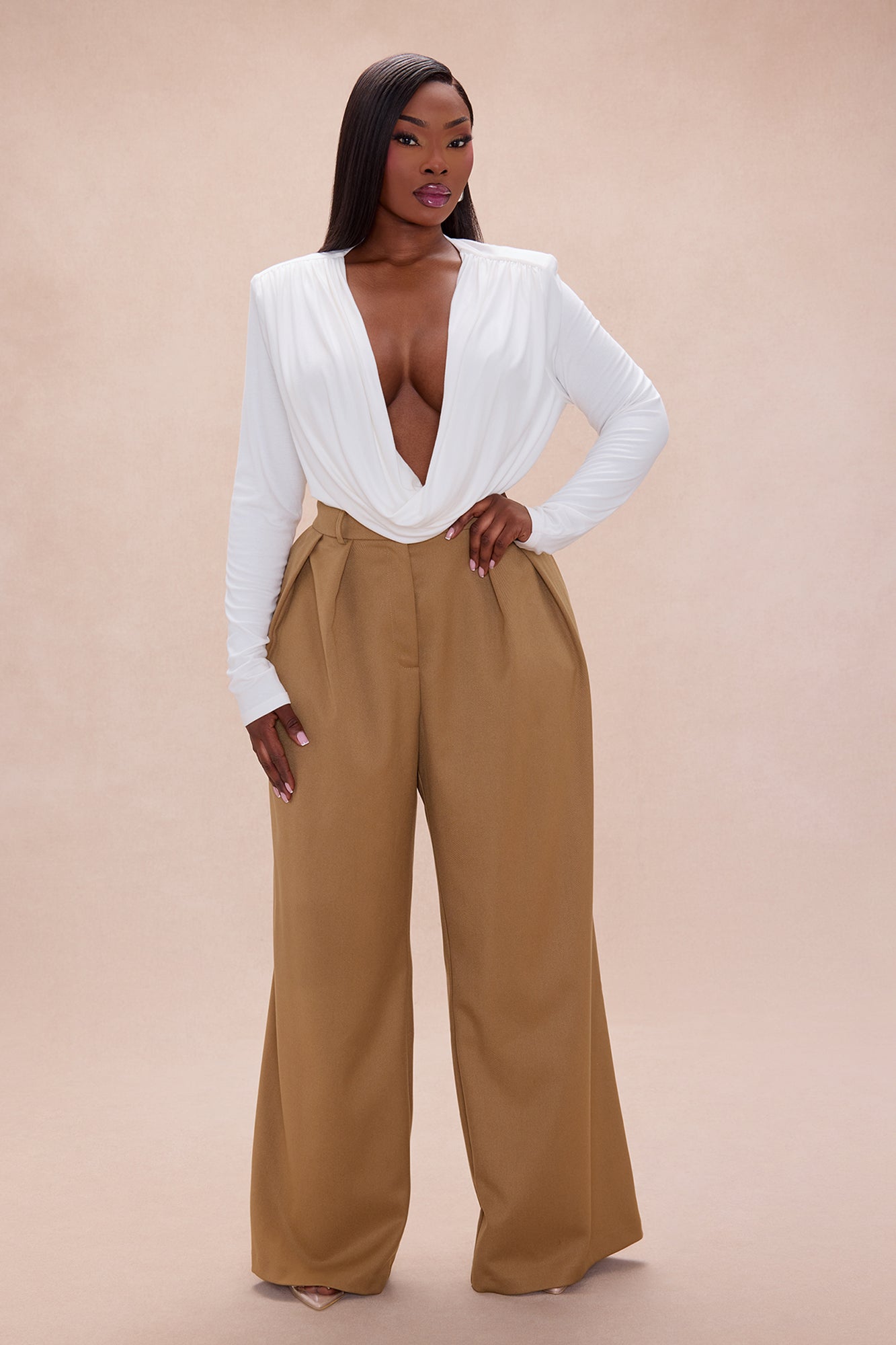 Mila Wide Leg Pant - Khaki