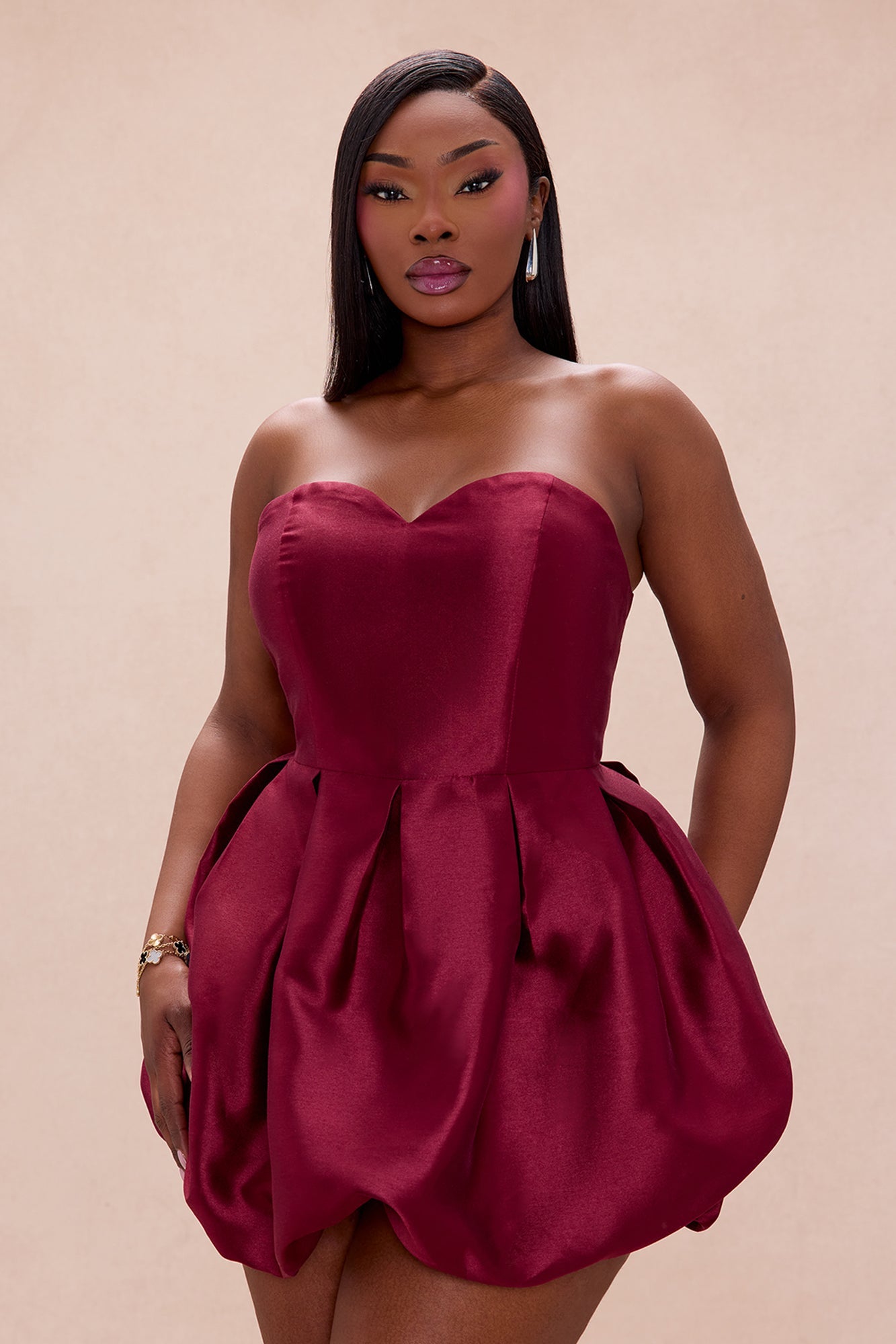 Chic Drama 2 Piece Cape Mini Dress Set - Burgundy