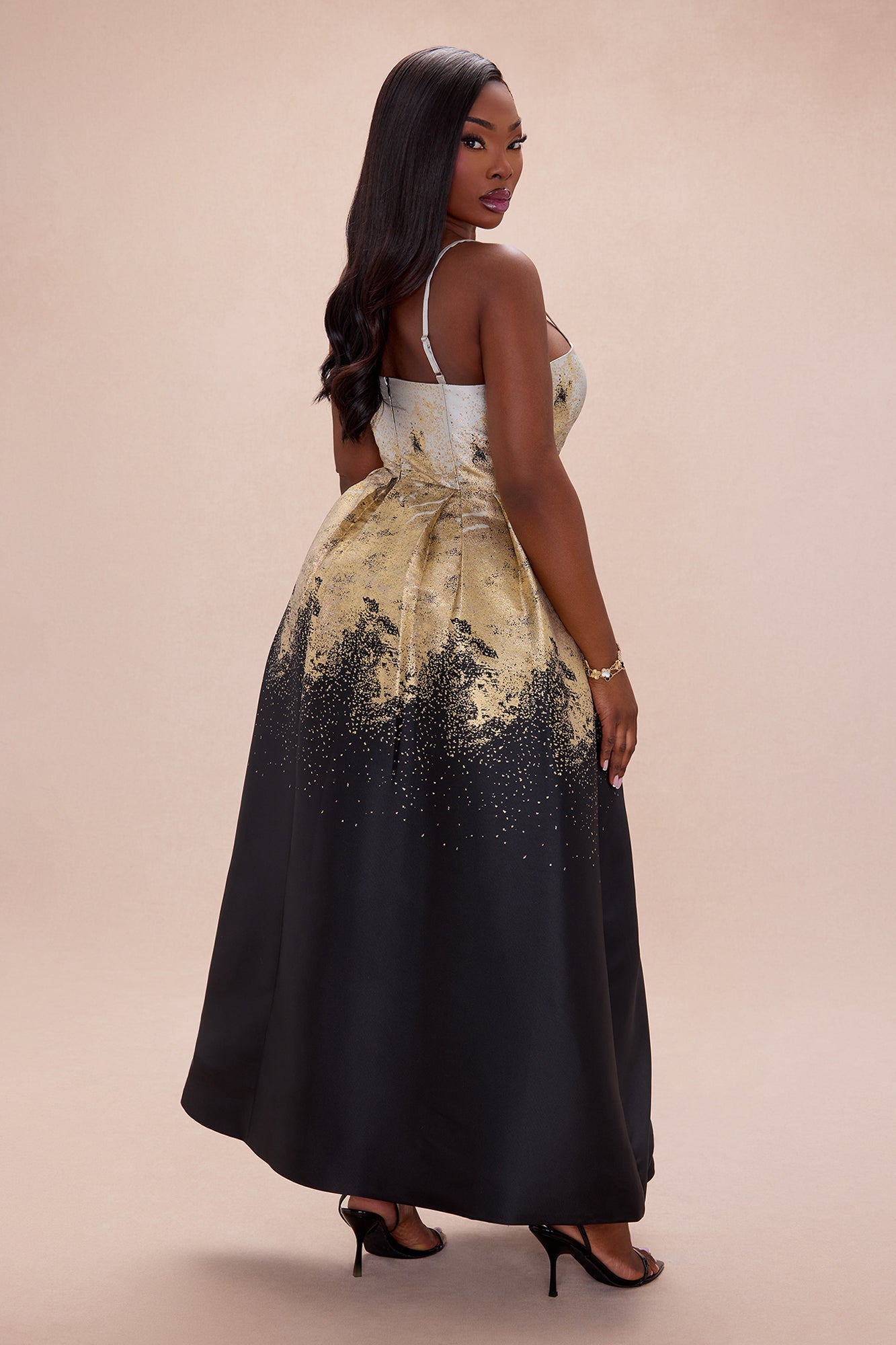 Esparza Metallic Midi Dress - Gold/combo