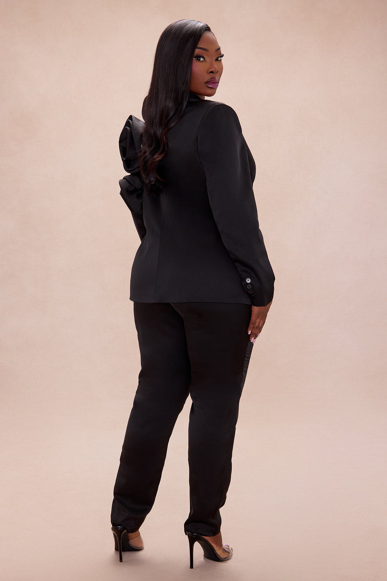 Perfect Passion Floral Applique Pant Set - Black
