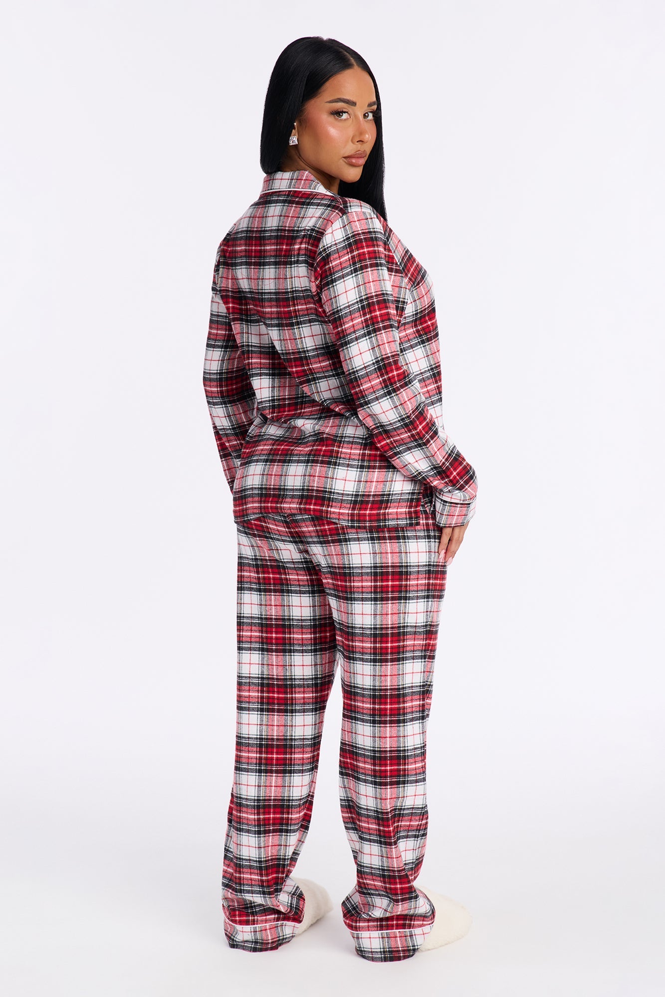 So Chill Flannel Long Sleeve PJ Pant Set - Red/combo