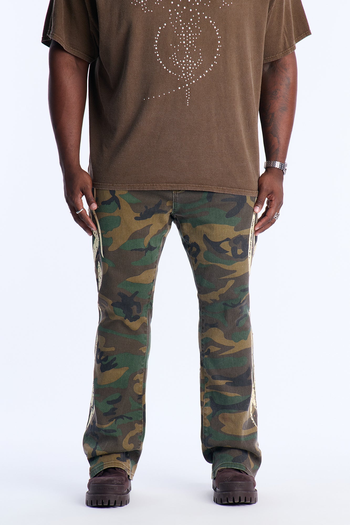 Stacked Skinny Flare Rockstar Life Jewel Camo Pant - Camouflage