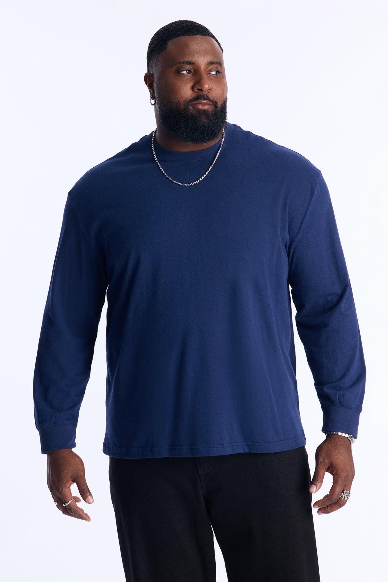 Brushed Relaxed Cotton Tee - Navy