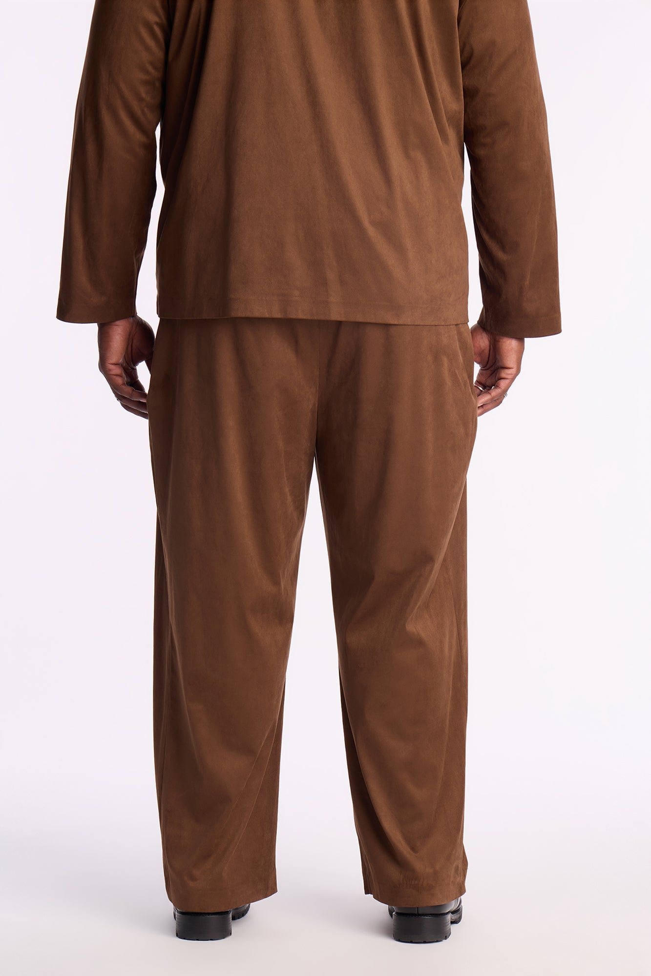 New Money Suede Pleated Trouser - Brown