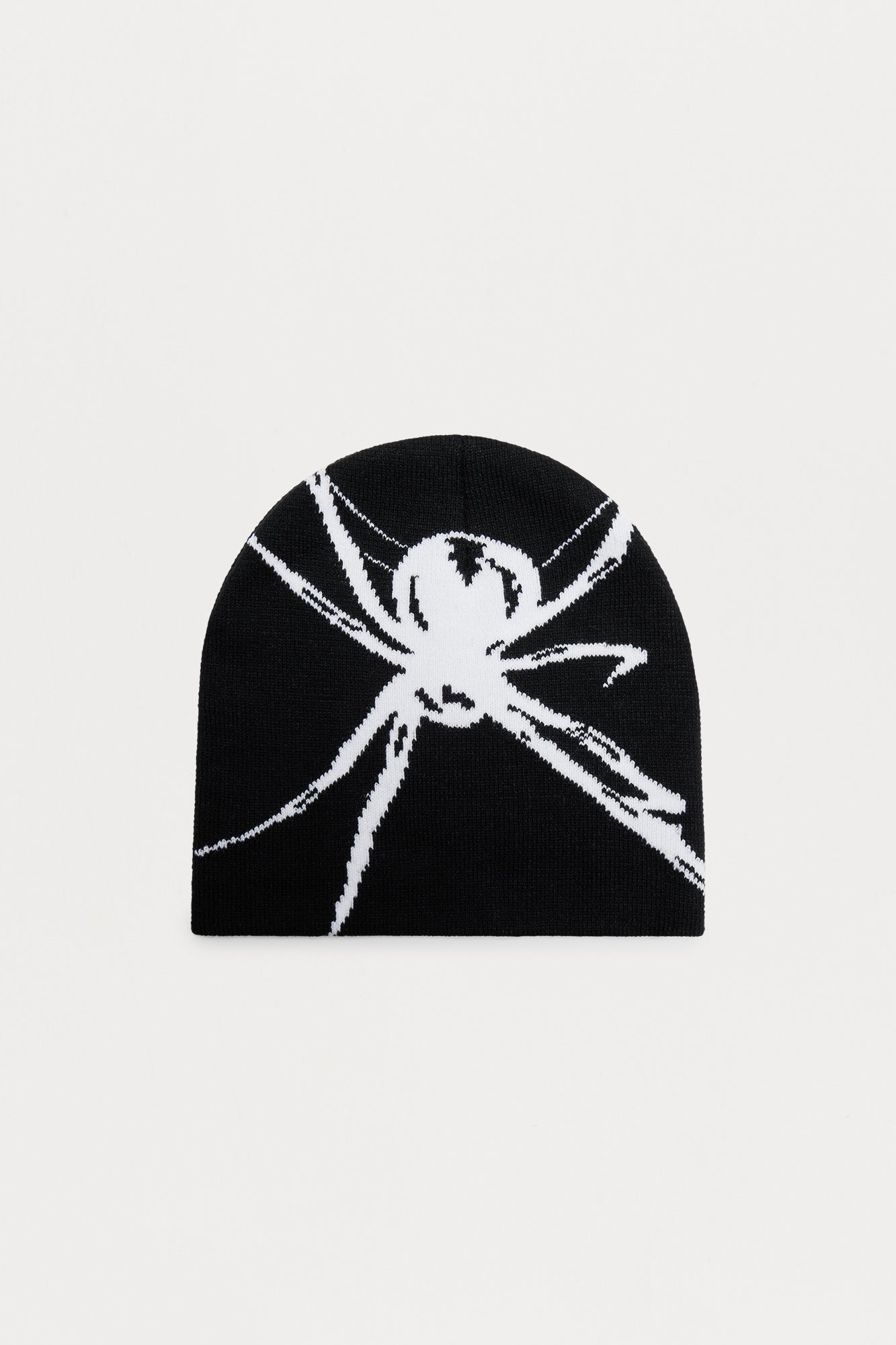 Spider Graphic Skull Cap Beanie - Black/White
