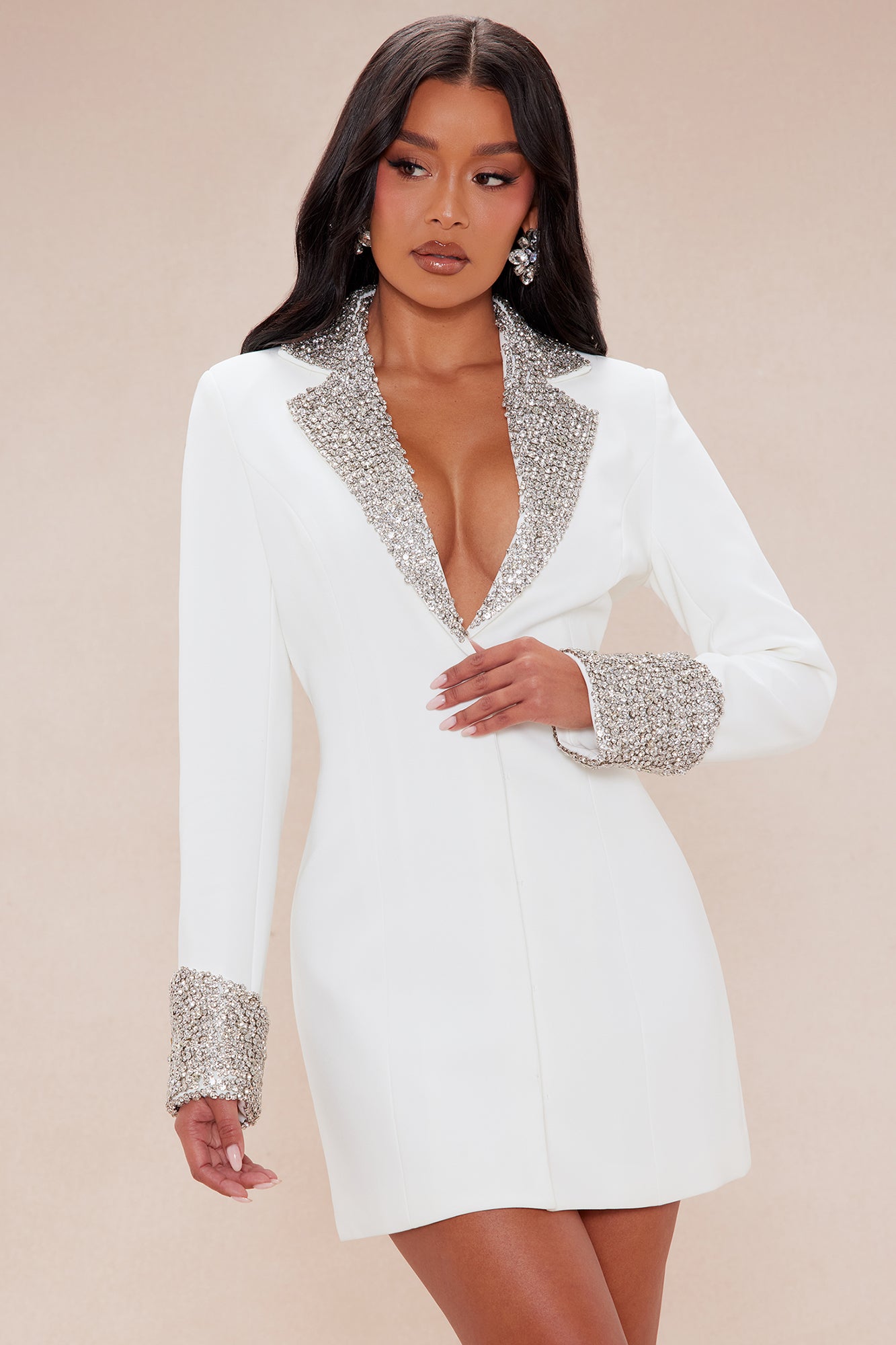 Emma Embellished Blazer Mini Dress - Off White