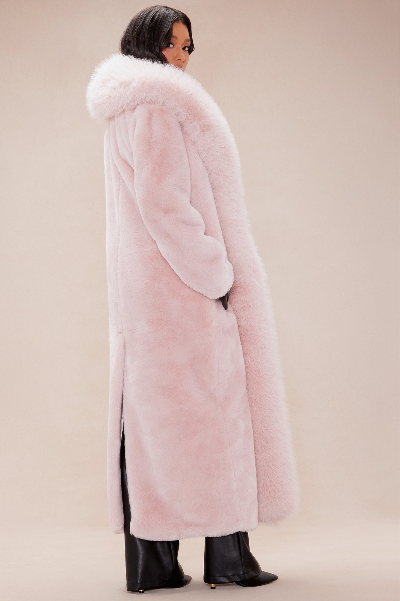 Dakota Maxi Fur Coat - Pink