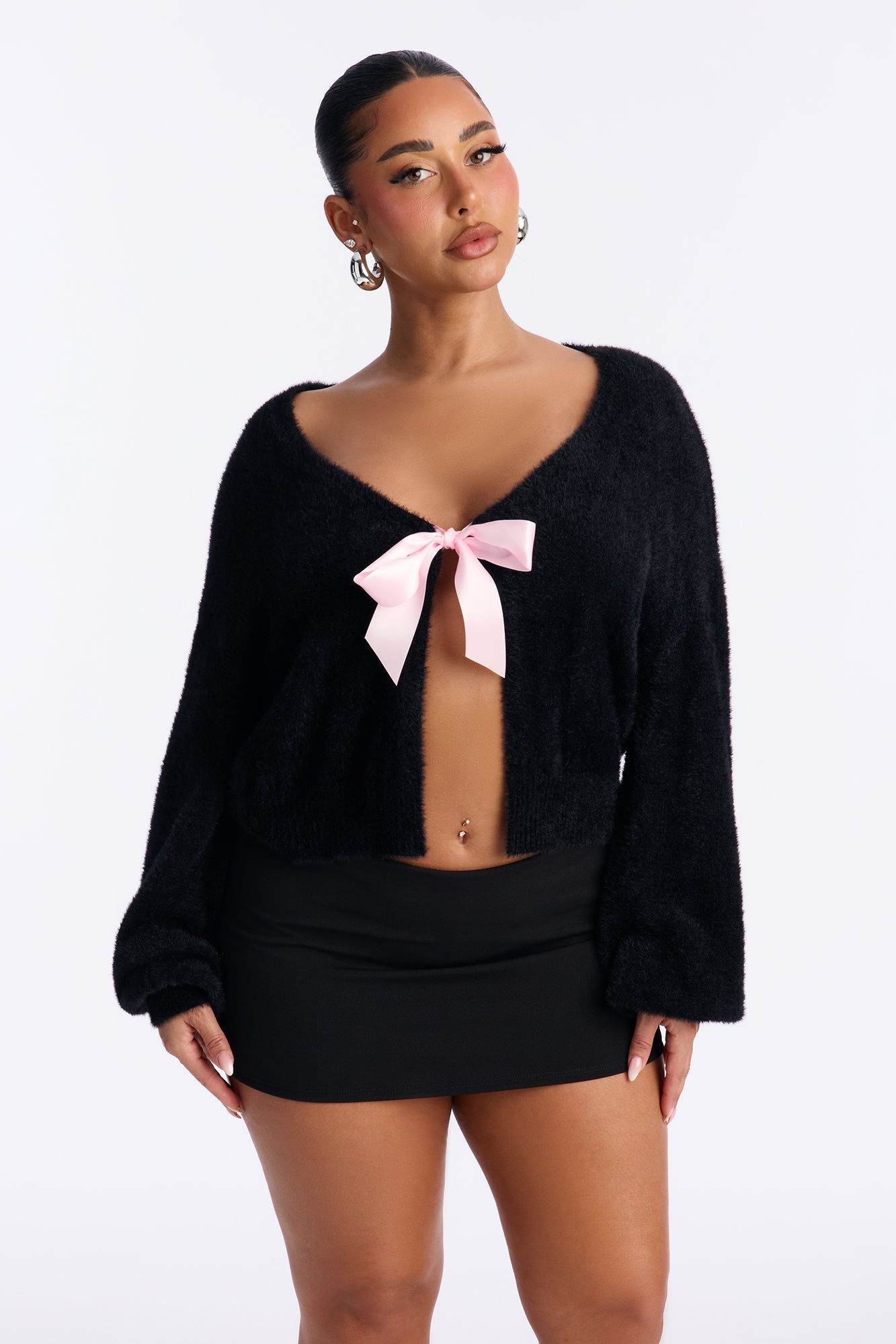 Knots About You Cardigan Sweater - Black/combo