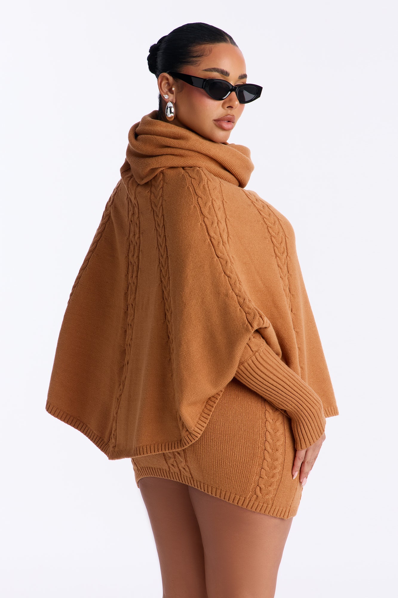 Bundle Me Up 3 Piece Sweater Skirt Set - Camel