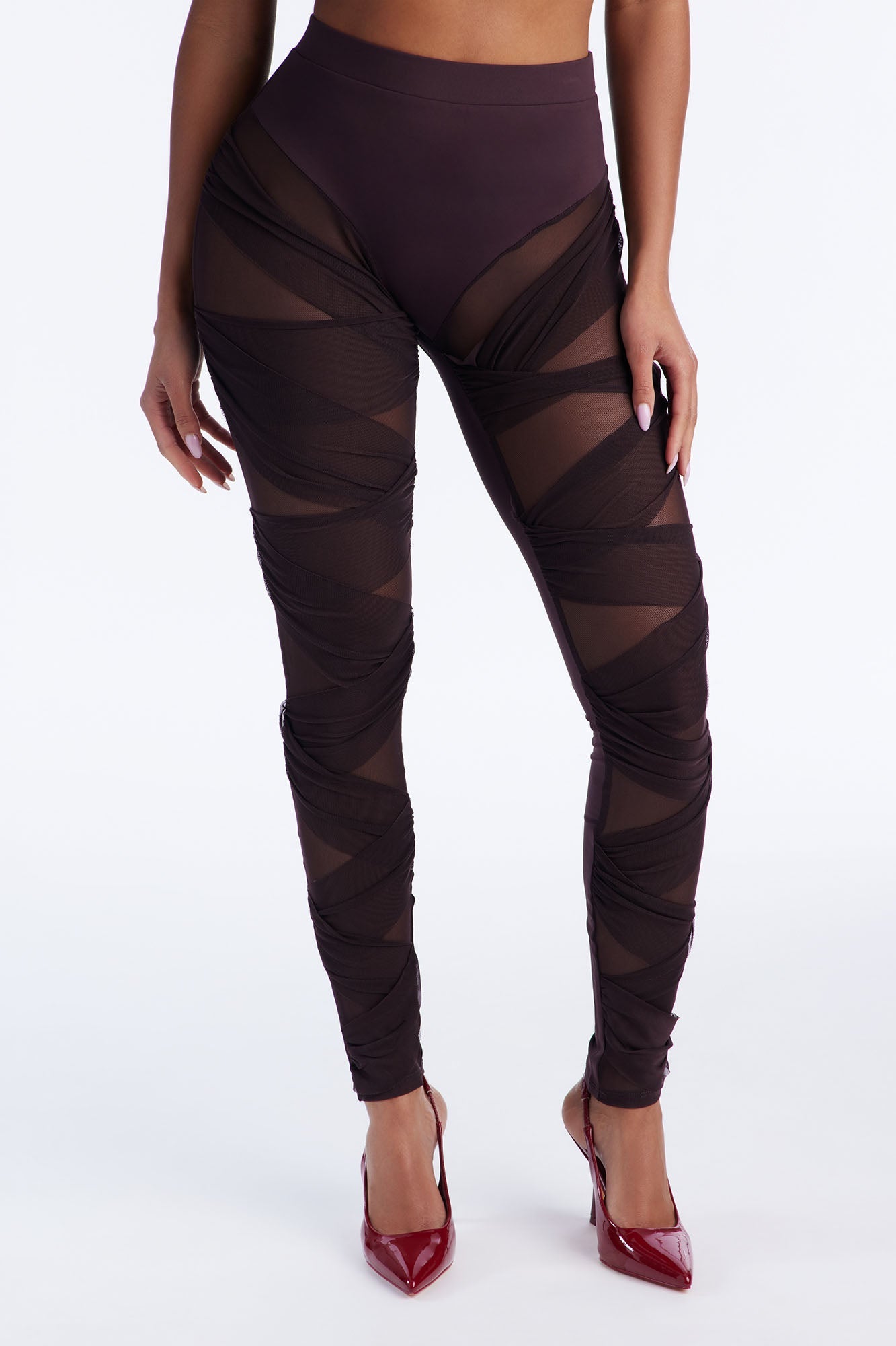 Heartbreaker Moves Mesh Cut Out Legging - Chocolate