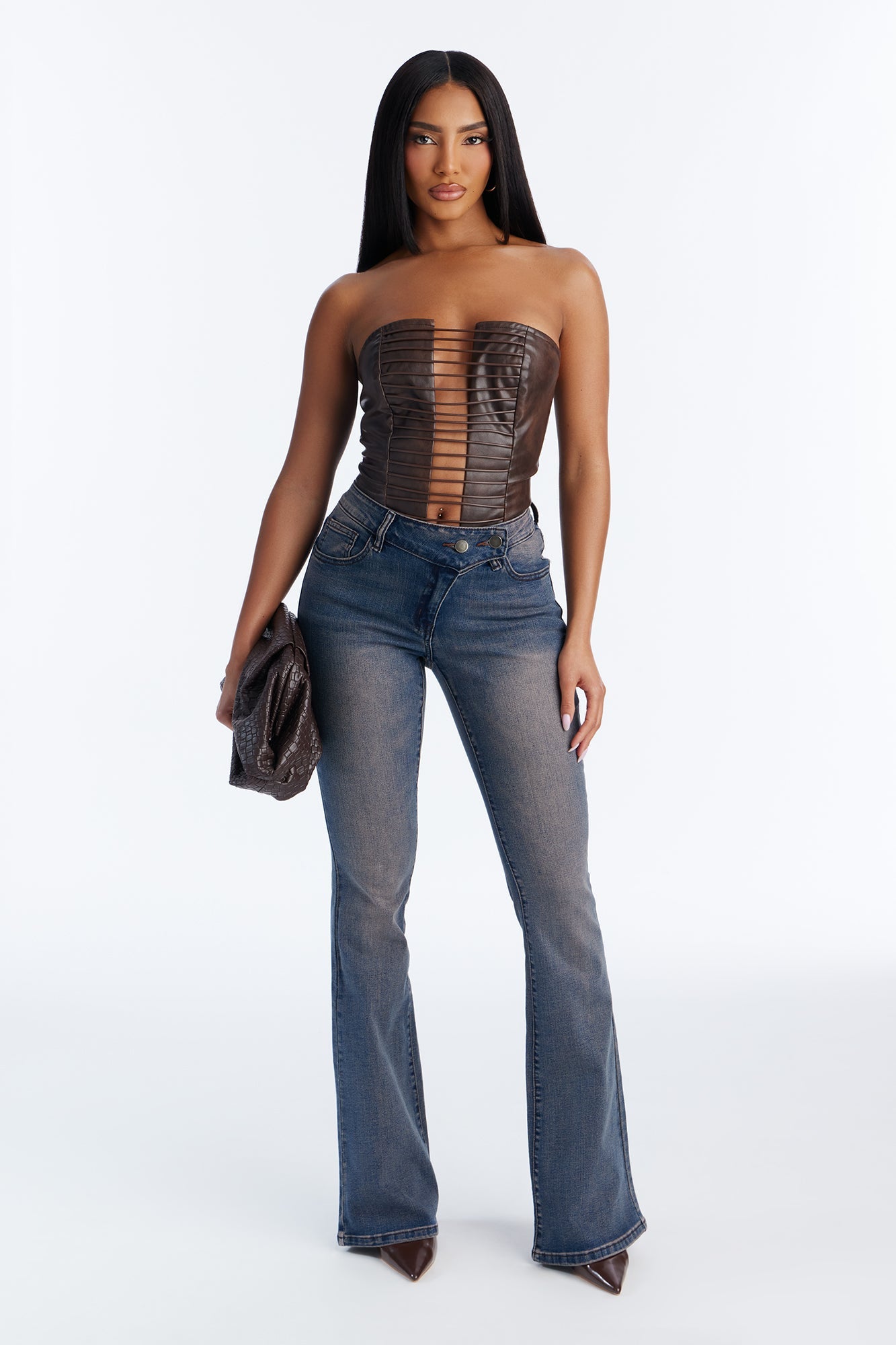 Walk The Walk Low Rise Flare Jeans - Dark Wash