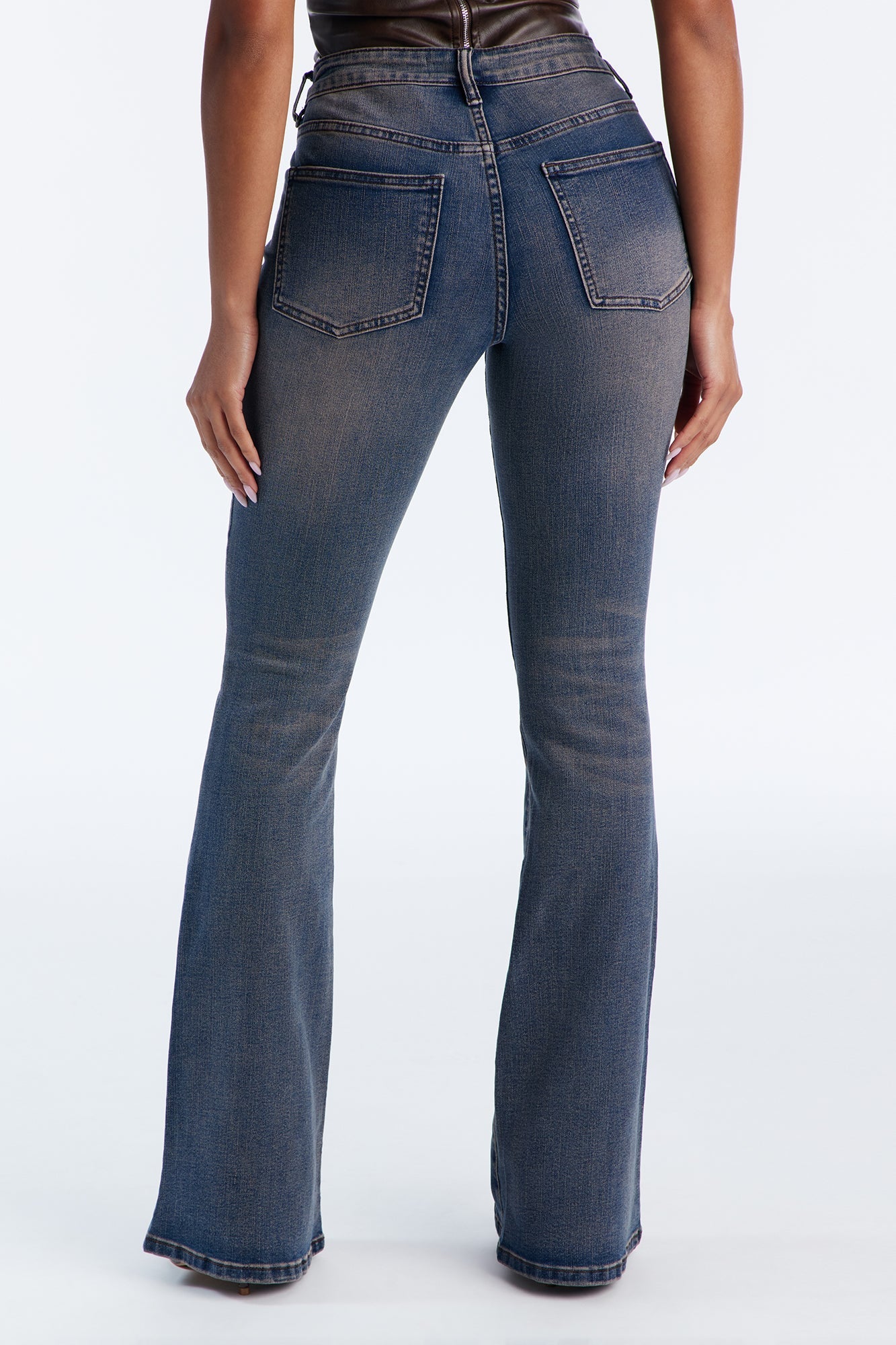 Walk The Walk Low Rise Flare Jeans - Dark Wash