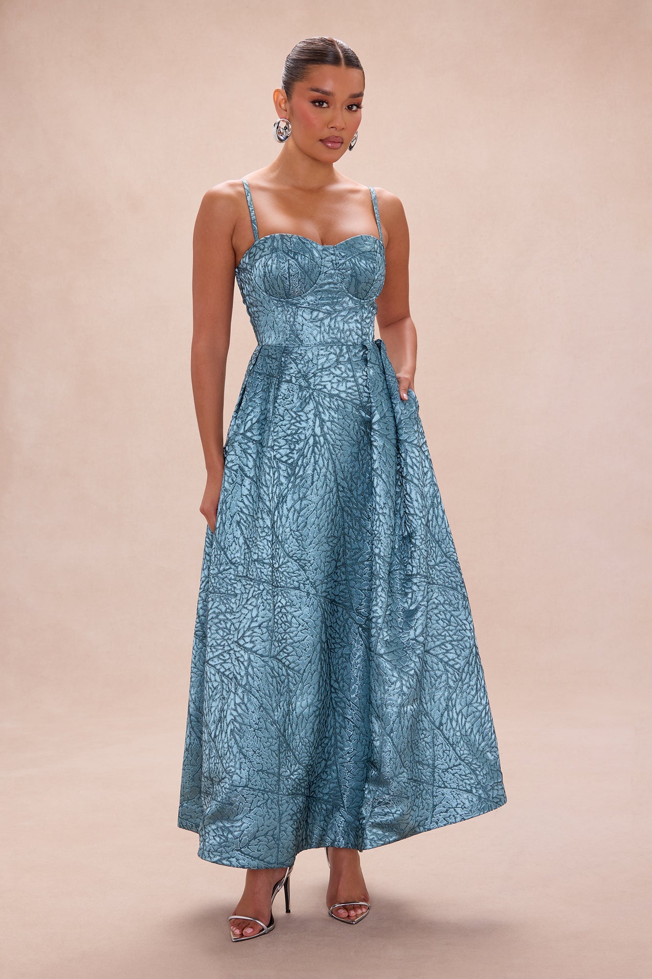 Julia Jacquard Maxi Dress - Blue/combo