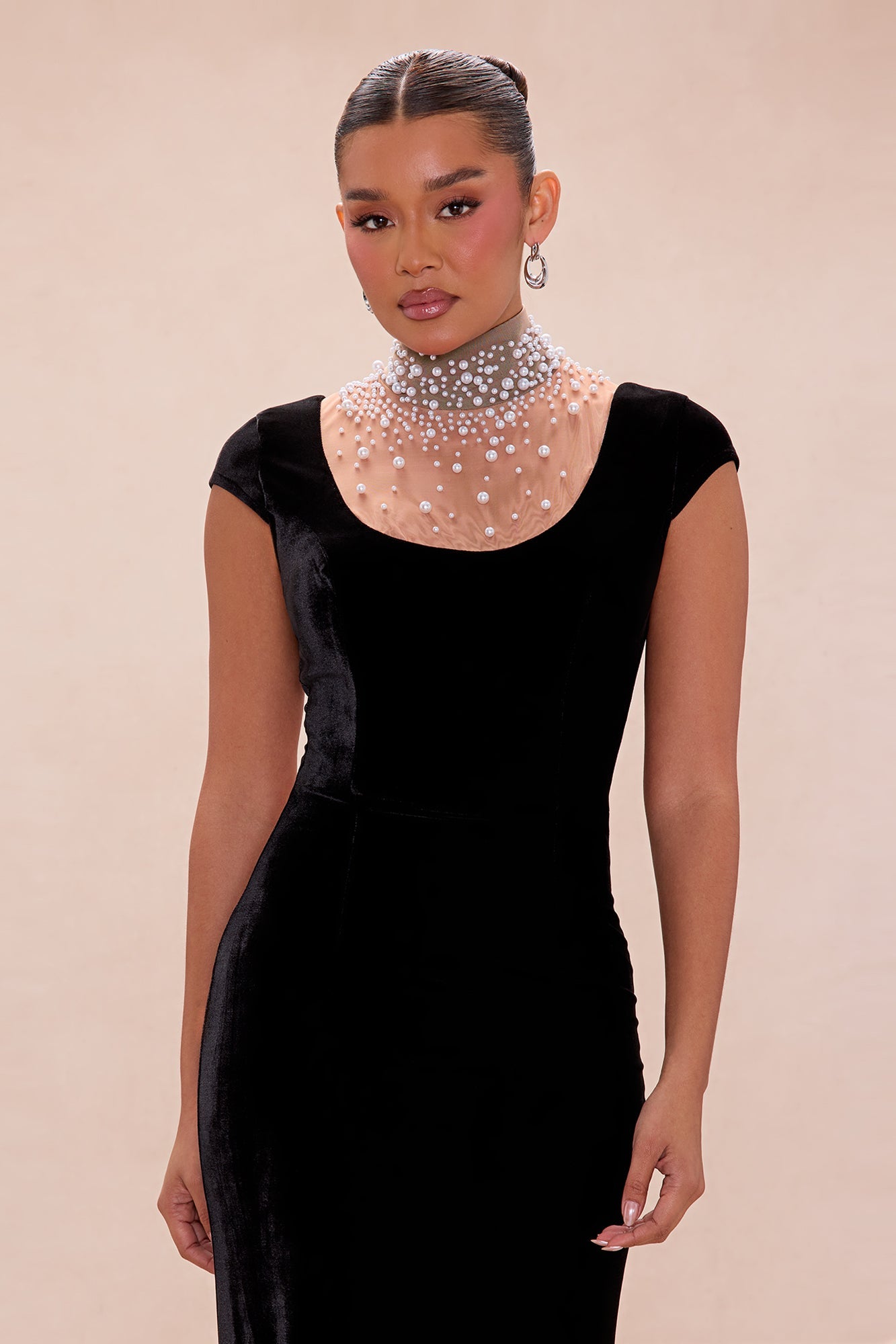 Dahlia Embellished Velvet Maxi Dress - Black