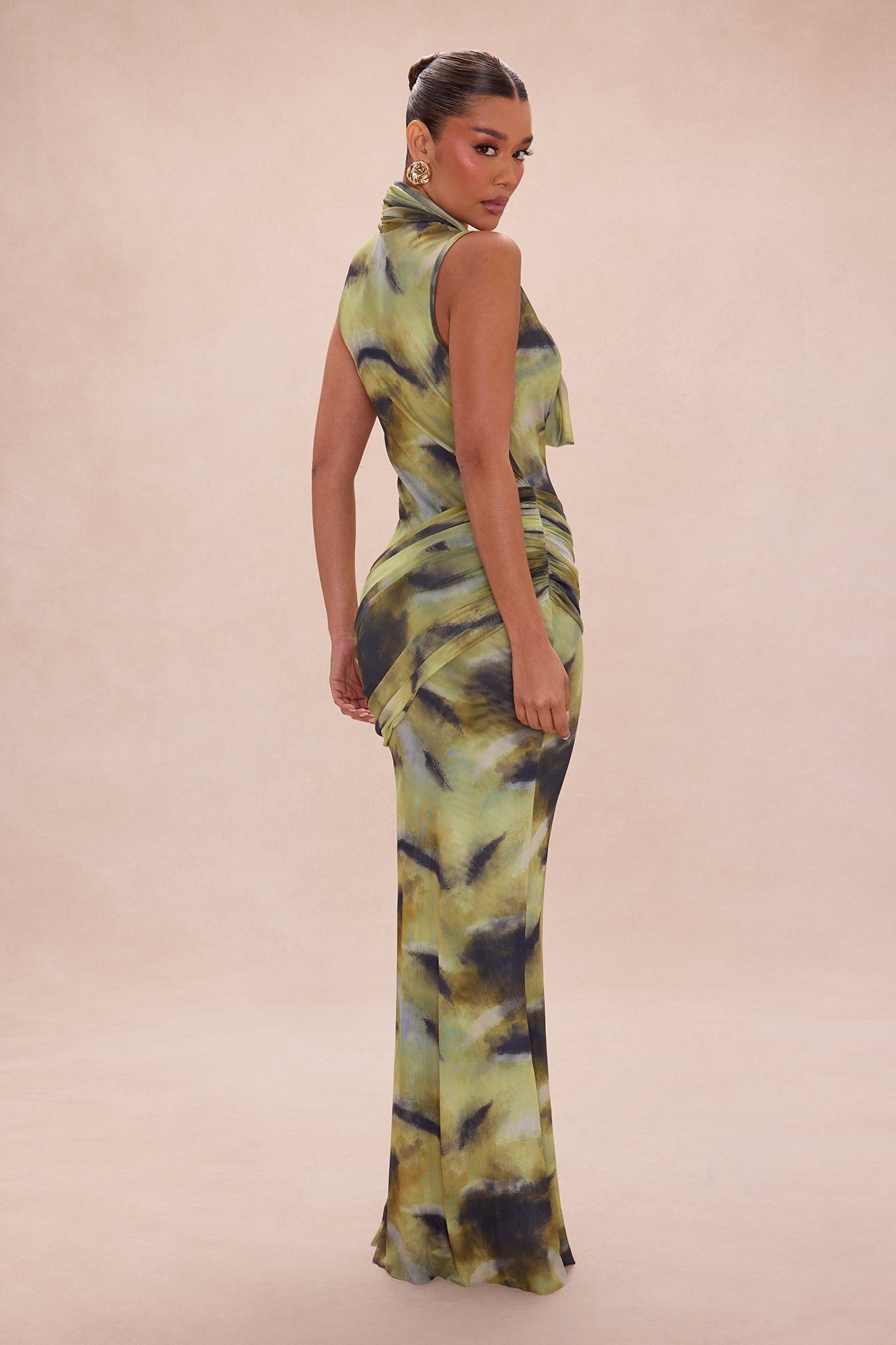 Glow Forever Abstract Mesh Maxi Dress - Green/combo