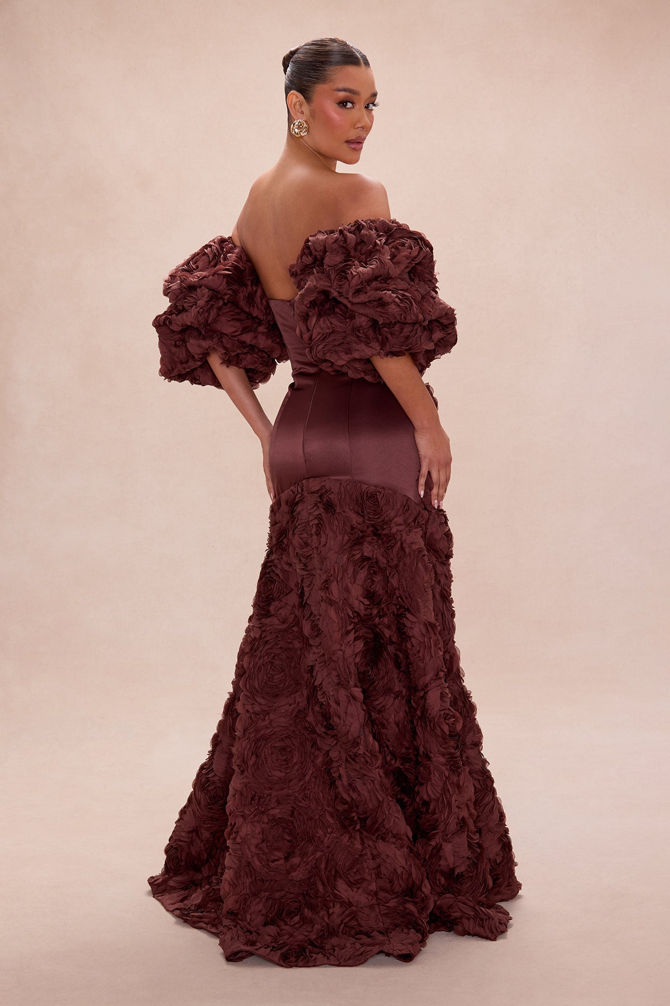 Bold Elegance Strapless Gown - Brown