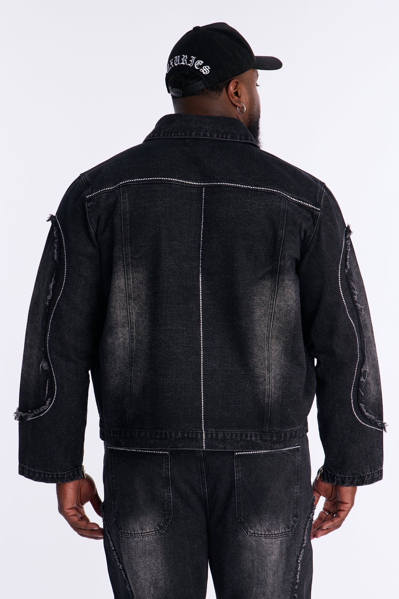 Moto Been Down Jeweled Denim Jacket - Black Wash
