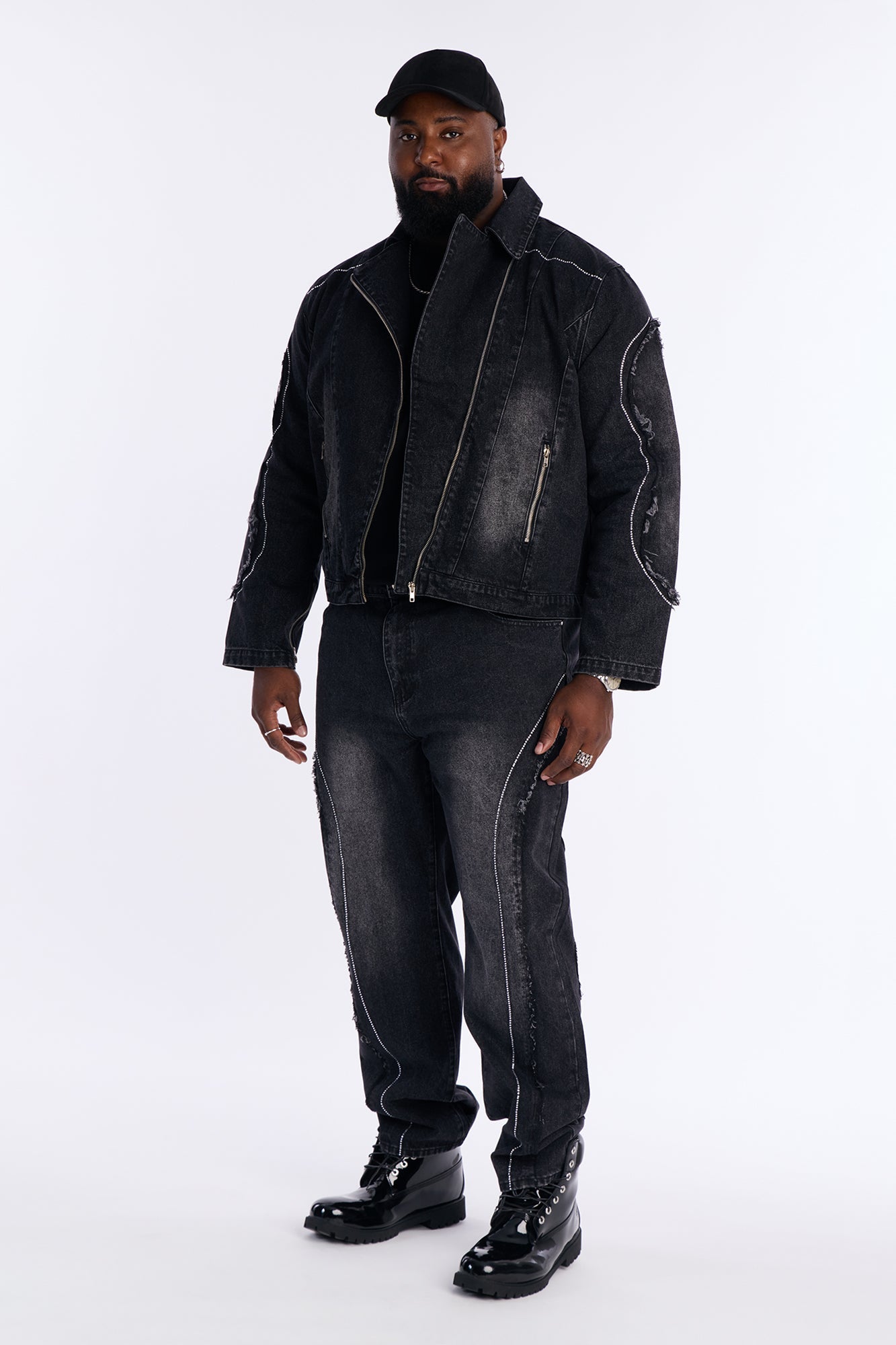 Straight Been Down Jeweled Jean - Black Wash