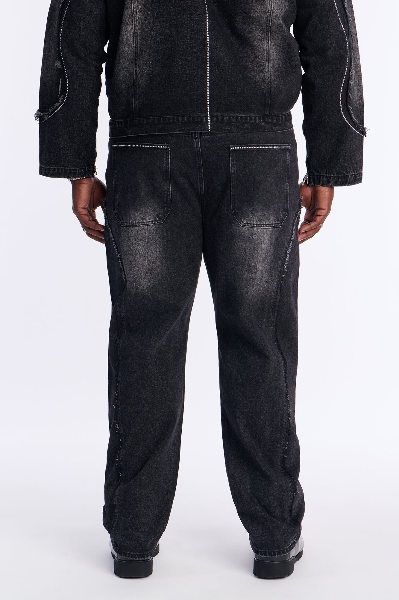 Straight Been Down Jeweled Jean - Black Wash