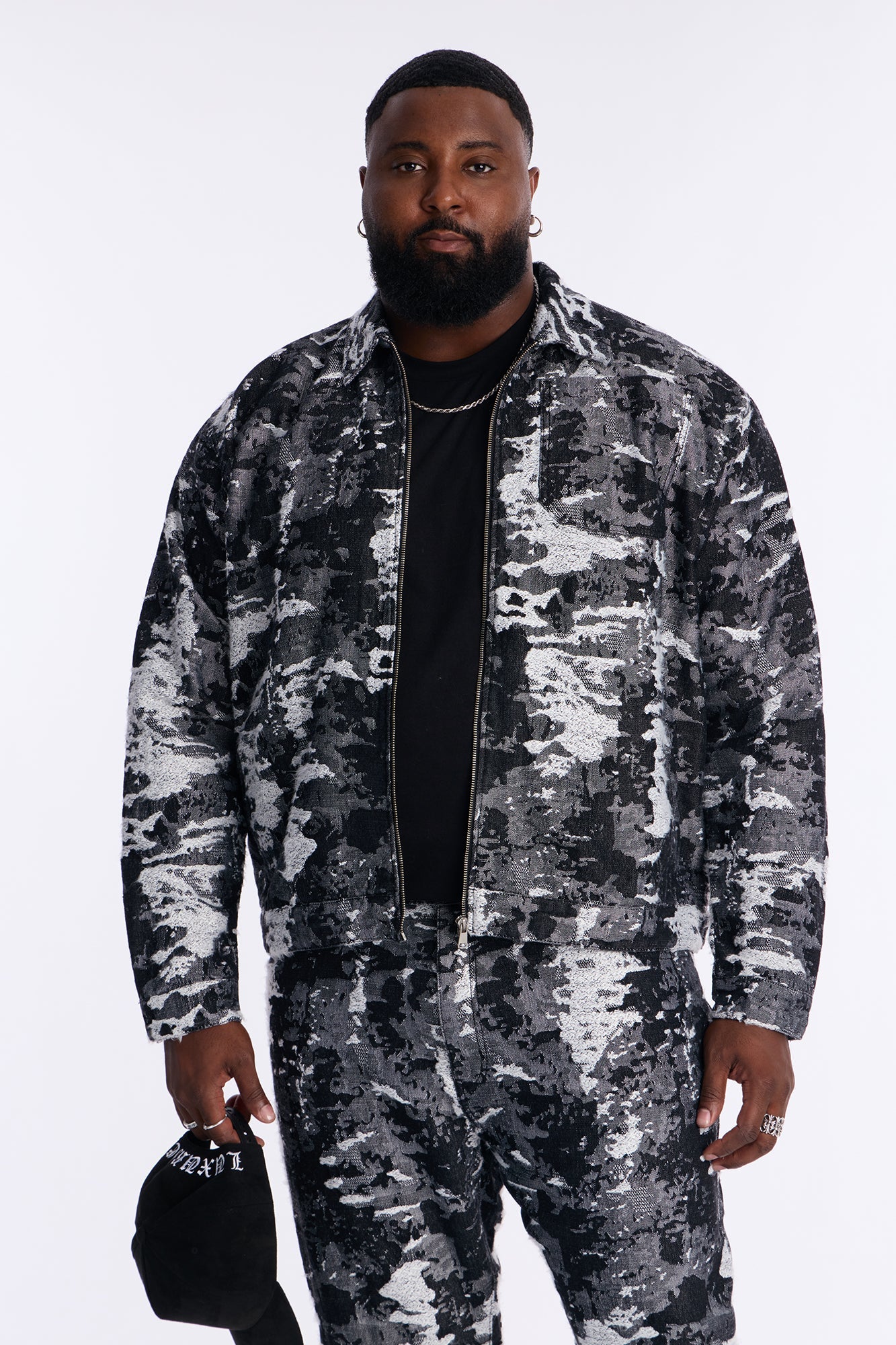 Cropped Fading In And Out Work Jacket - Black Wash