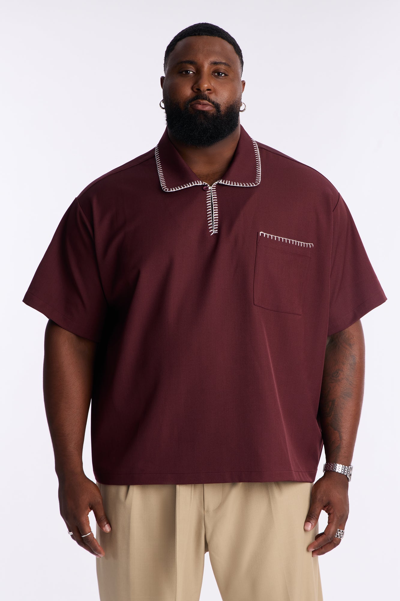 Hyde Stitch Polo - Burgundy