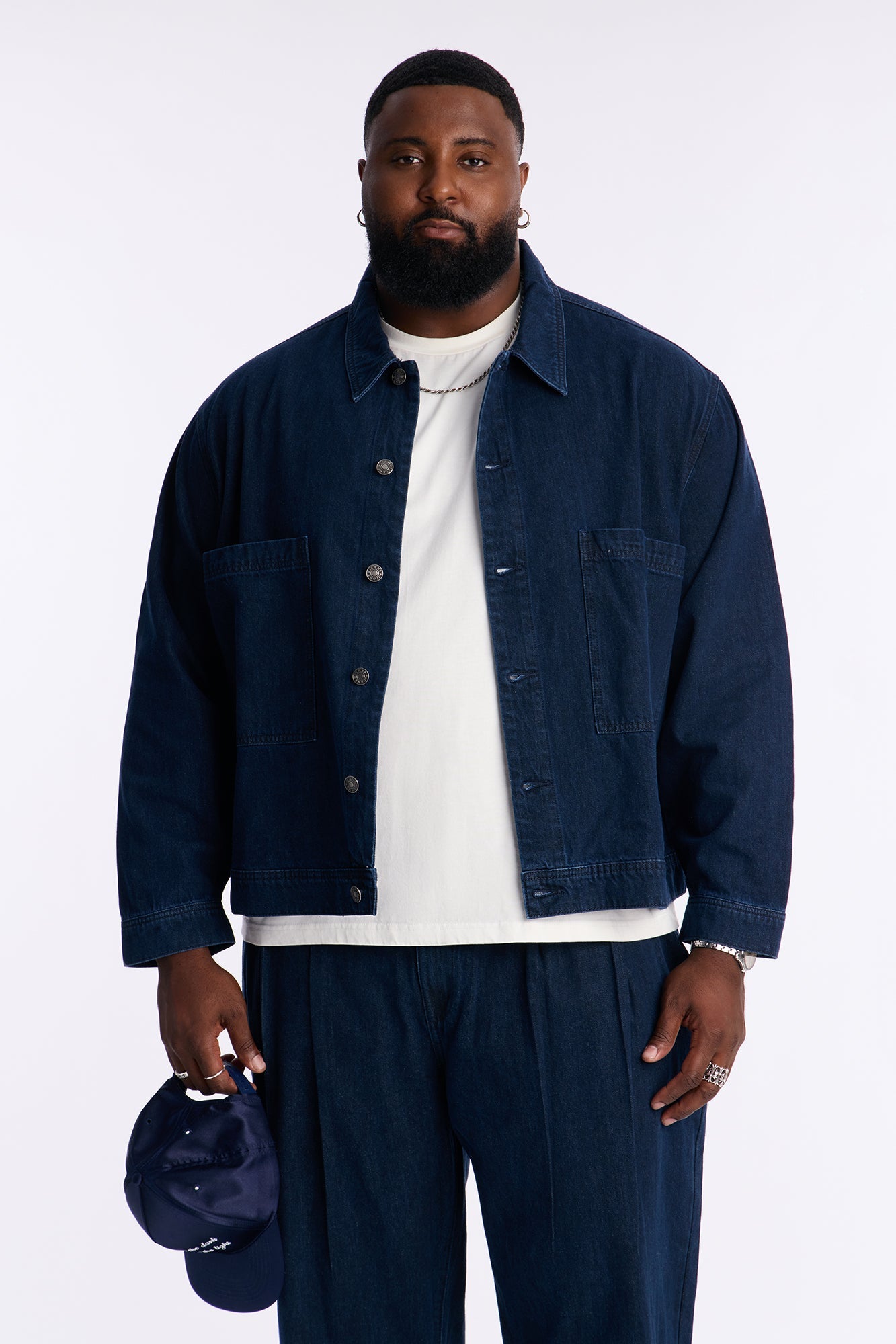 Cropped Aime Denim Work Jacket - Indigo